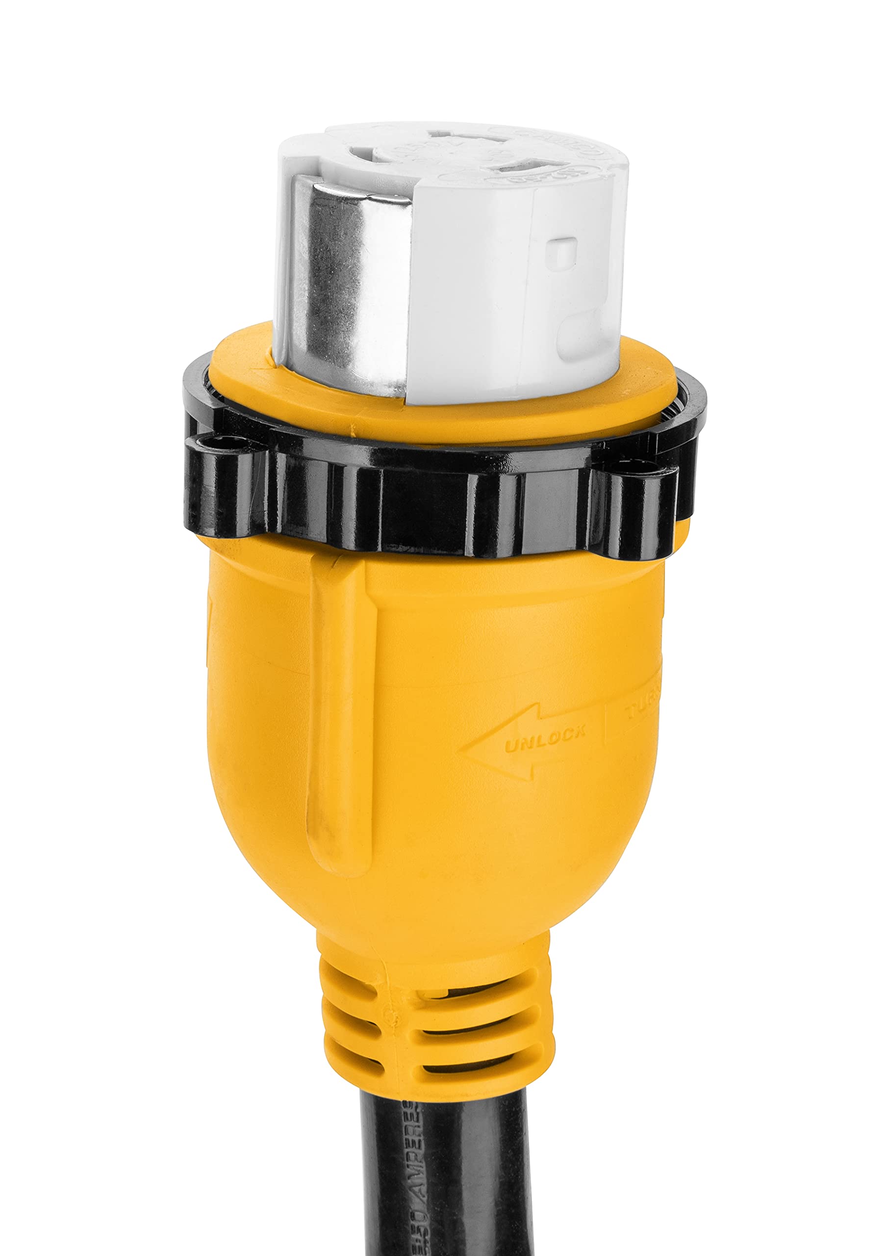 Camco 55552 50 AMP Standard PowerGrip Plug to SS2-50 18" Locking Receptacle Adapter