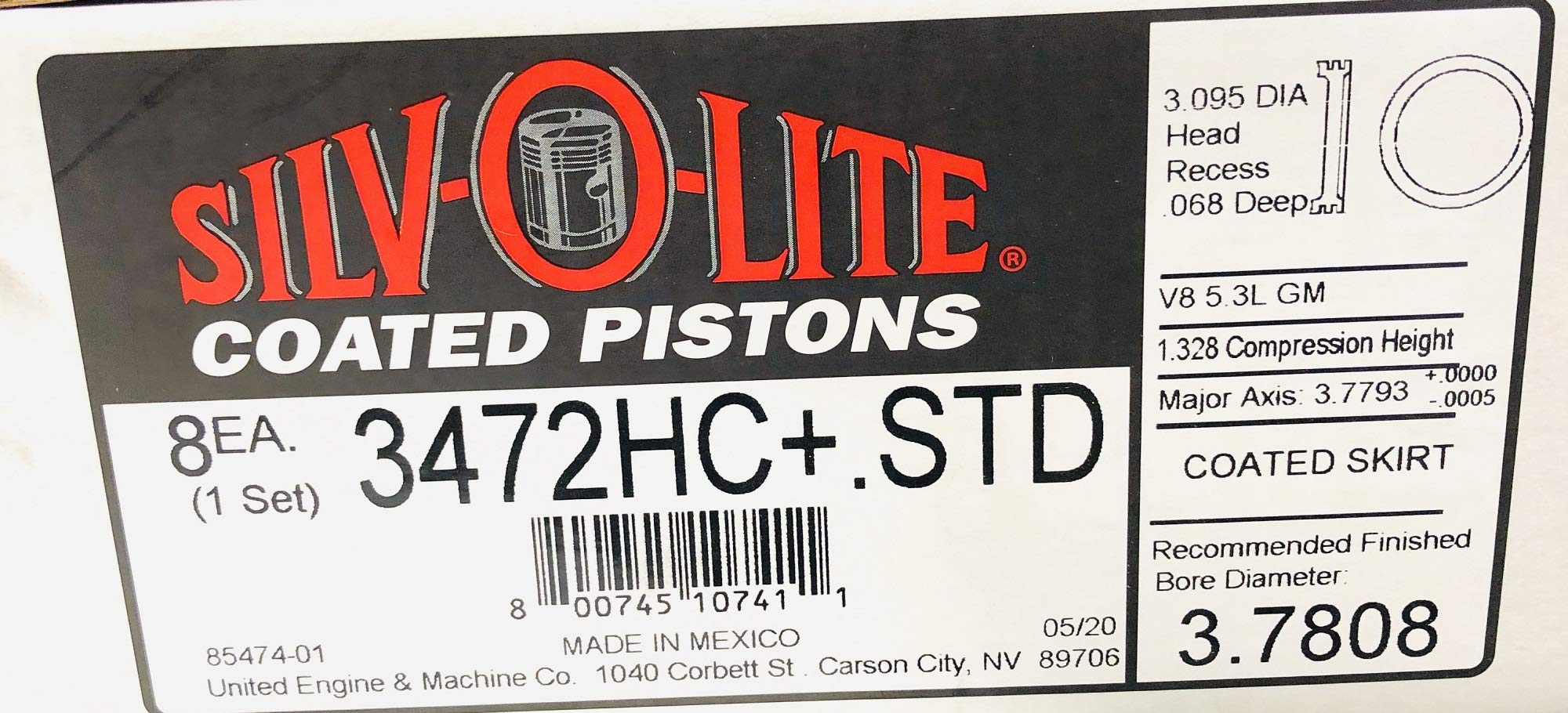 Hypereutectic Pistons Silv-O-Lite for 1999-03 Chevy 325 5.3L V8
