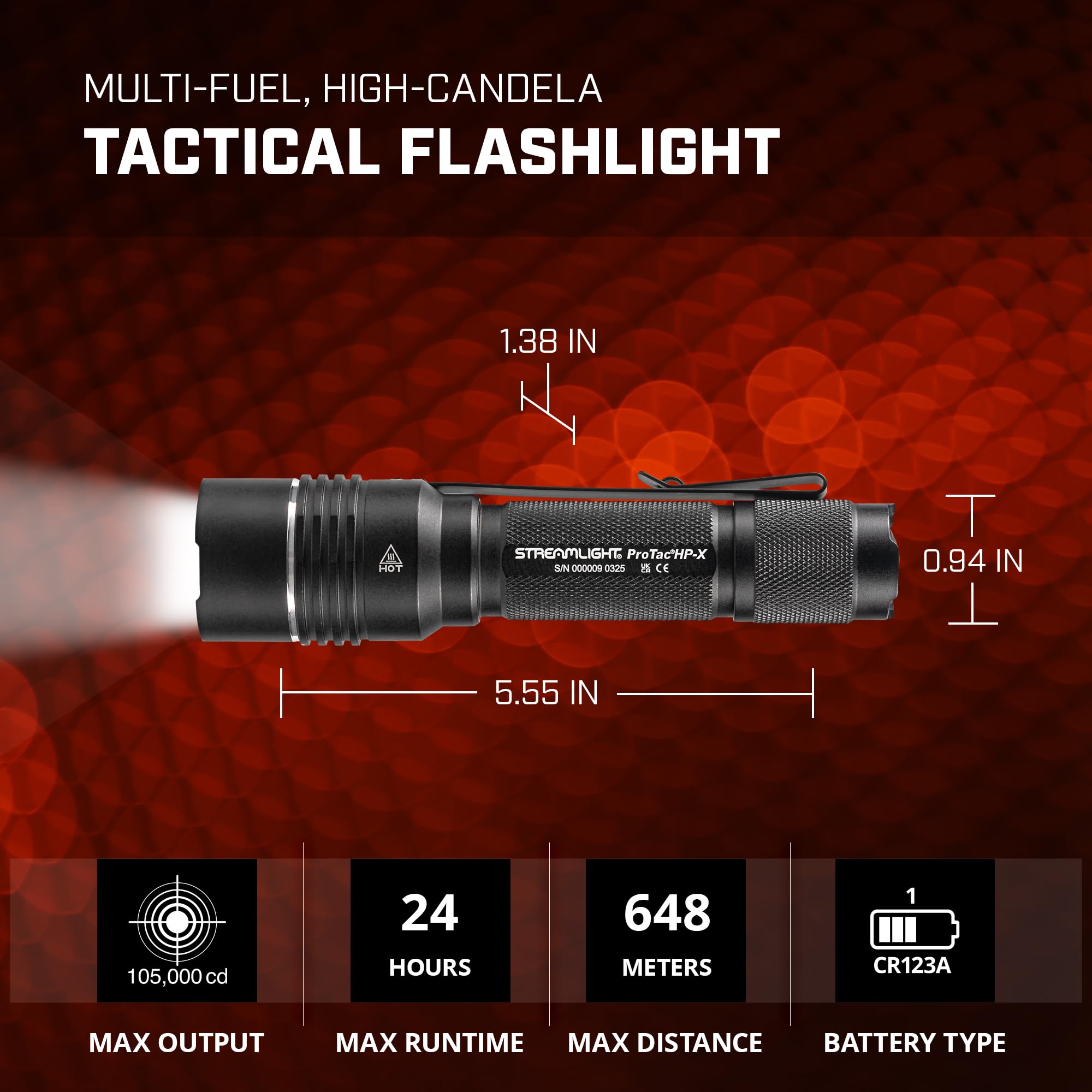 ProTac HP-X Streamlight 800-Lumen 105000 Candela High Performance Multi-Functional Tactical Flashlight, Black