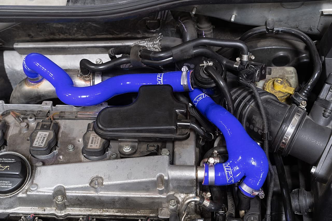 HPS Performance Silicone Blue Breather Hose Kit Compatible for 2003-2006 Volkswagen Golf MK4 2004-2005 Jetta 2003-2006 Audi TT 1.8T Turbo Late AWP Engine, 57-1934-BLUE