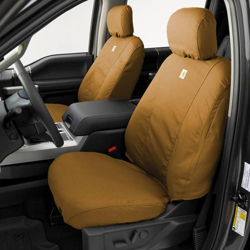 Covercraft Custom Seat Covers Carhartt SeatSaver | Fits 2019-2020 Ford F-150, 2019-2022 Ford F-250/F-350/F-450/F-550 | 1st Row 40/20/40 Bench Seat, Duck Weave Gravel