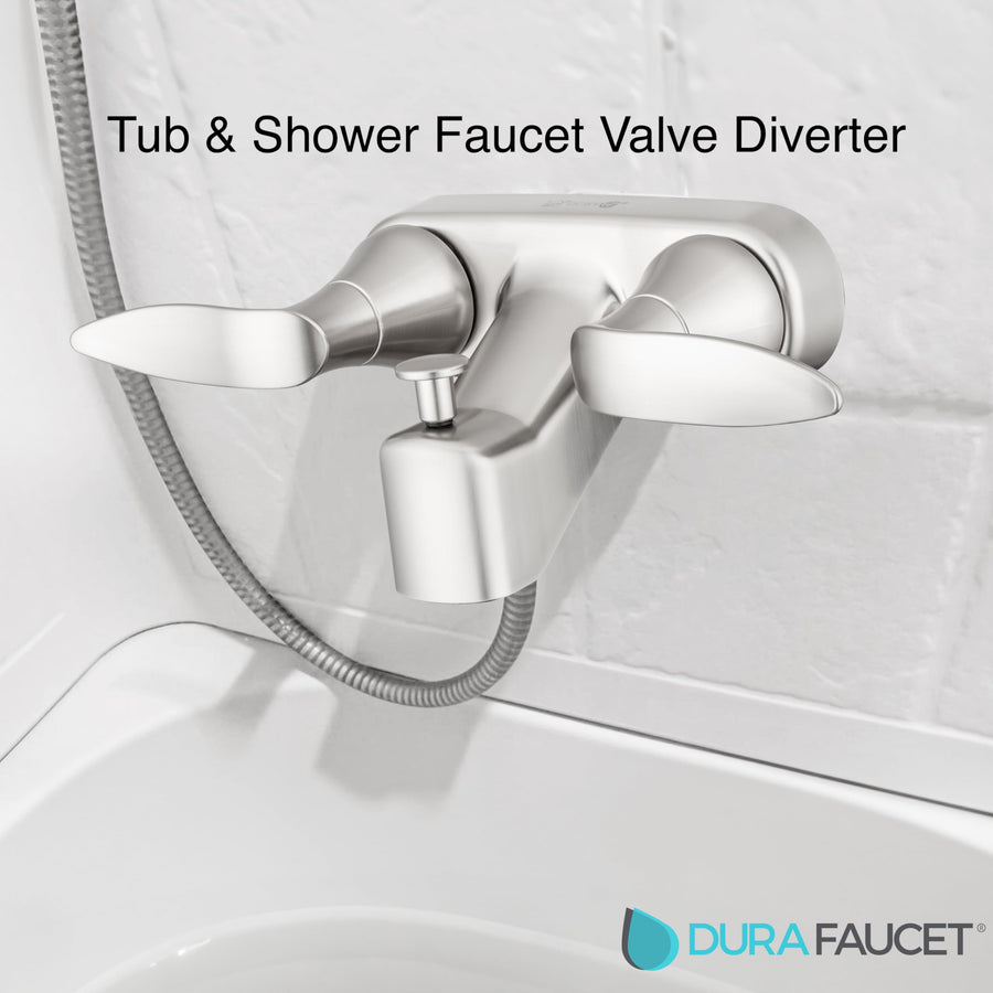 Dura Faucet RV Tub, Shower Faucet Valve Diverter DF-SA110LH-SN with Winged Levers (Brushed Satin Nickel)