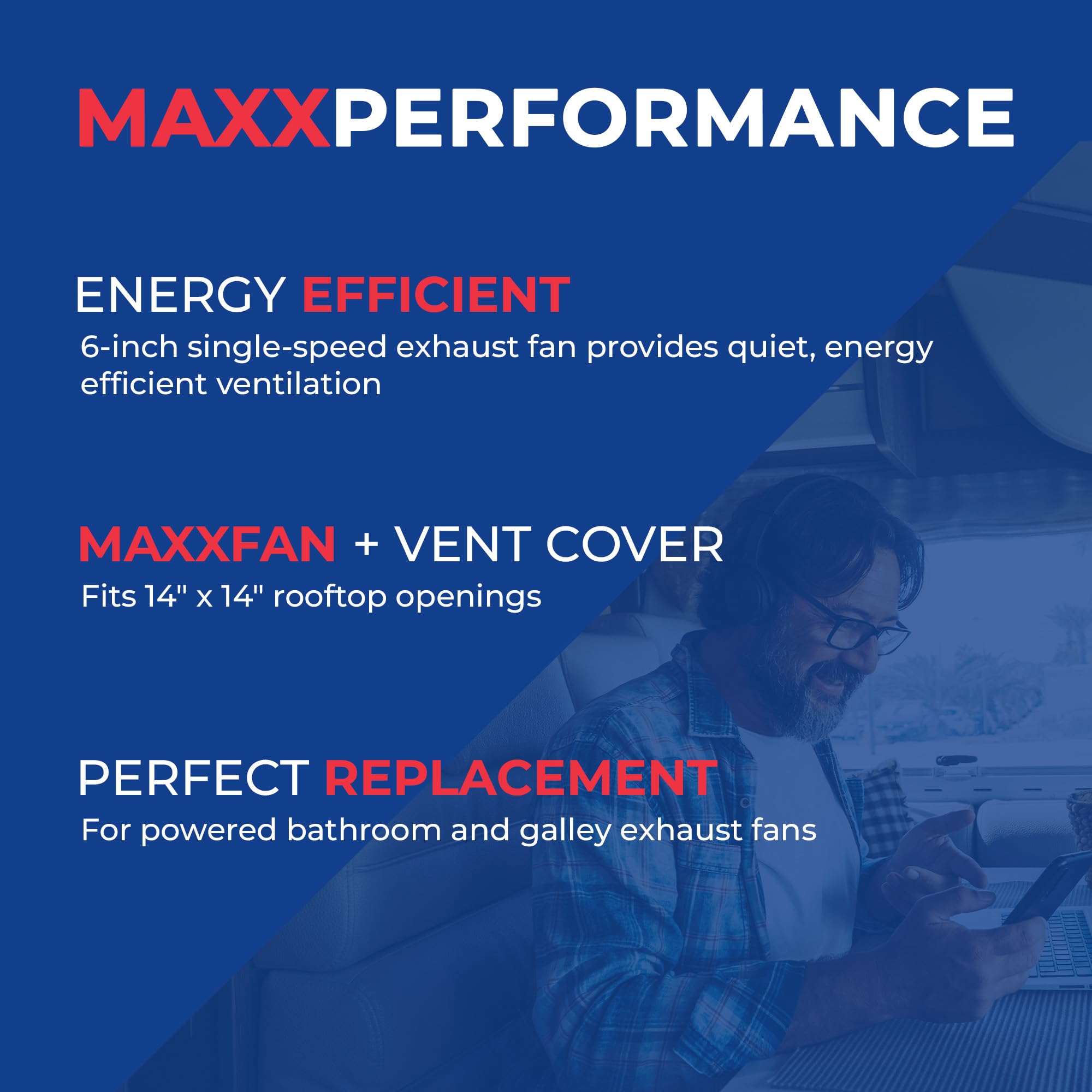 Maxxfan Mini Plus Vent 6" Single Speed Exhaust Fan - Quiet and Energy Efficient Lighting & RV Ventilation, Black (00-03851)