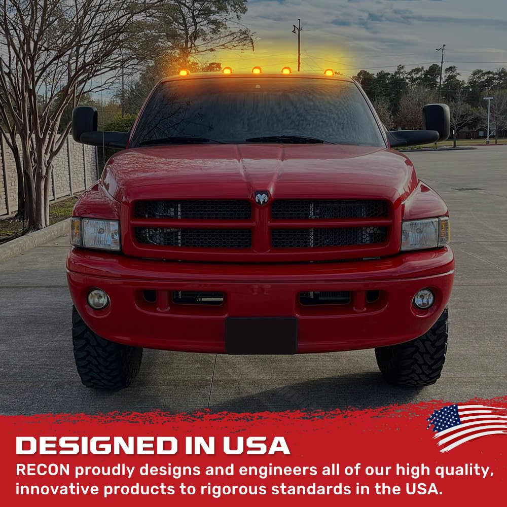 RECON - Fits 1999-2002 Dodge RAM HD 2500/3500 Clear Lens Ultra Bright LED Amber Cab Roof Lights