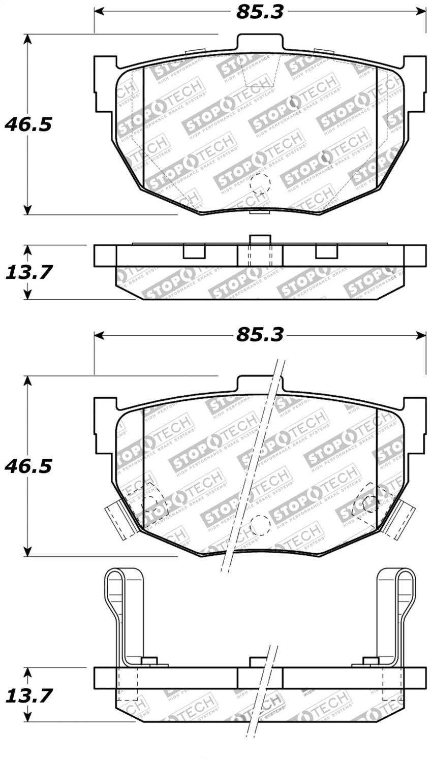 Rear StopTech 308.03230 Brake Pads with Shims and Hardware Street