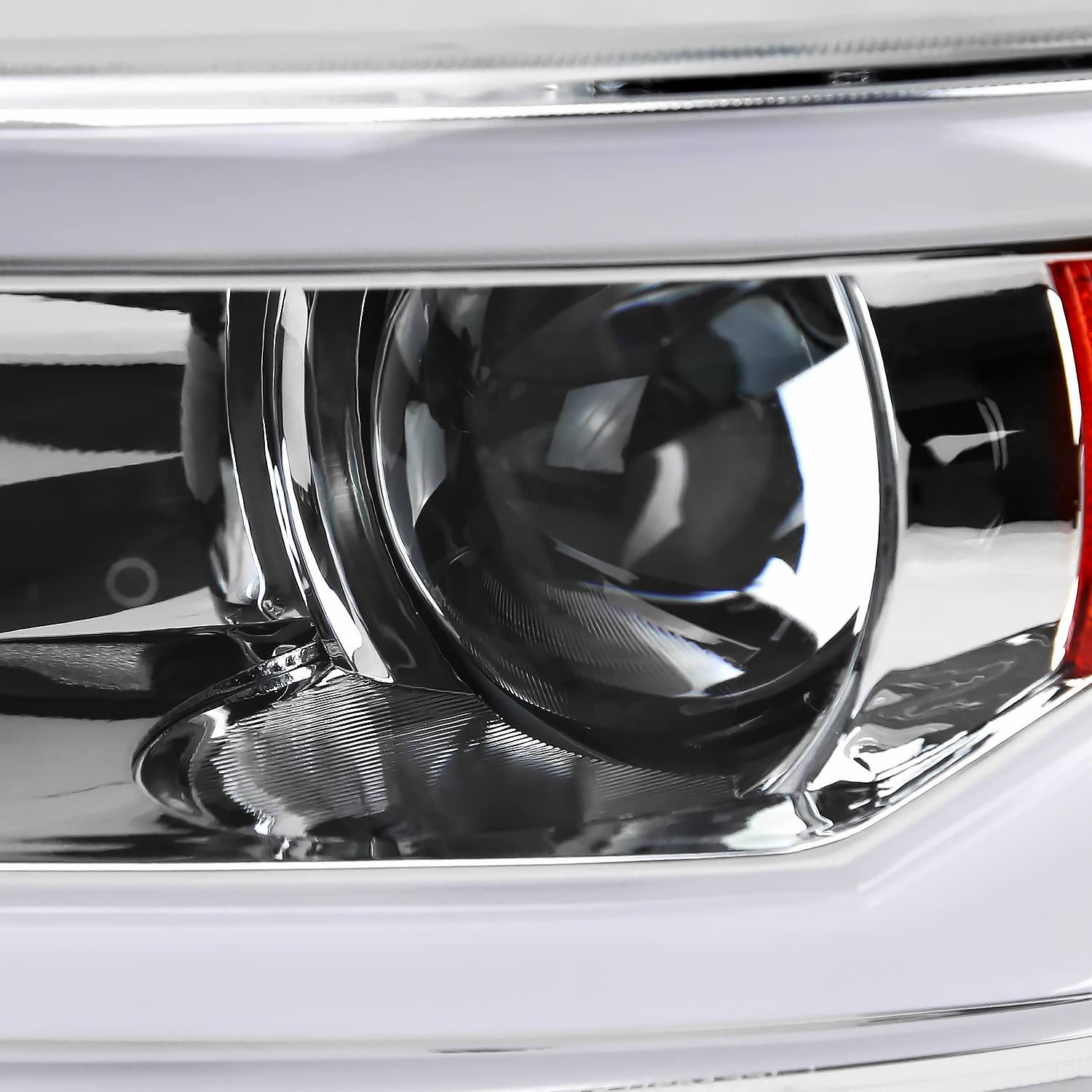 HID/Xenon Projector Headlights SPEC-D TUNING w/Fiber Optic Sequential Switchback LED Strip, Startup Animation Compatible with 2015-2017 Ford Mustang Models, Left + Right Pair Headlamps