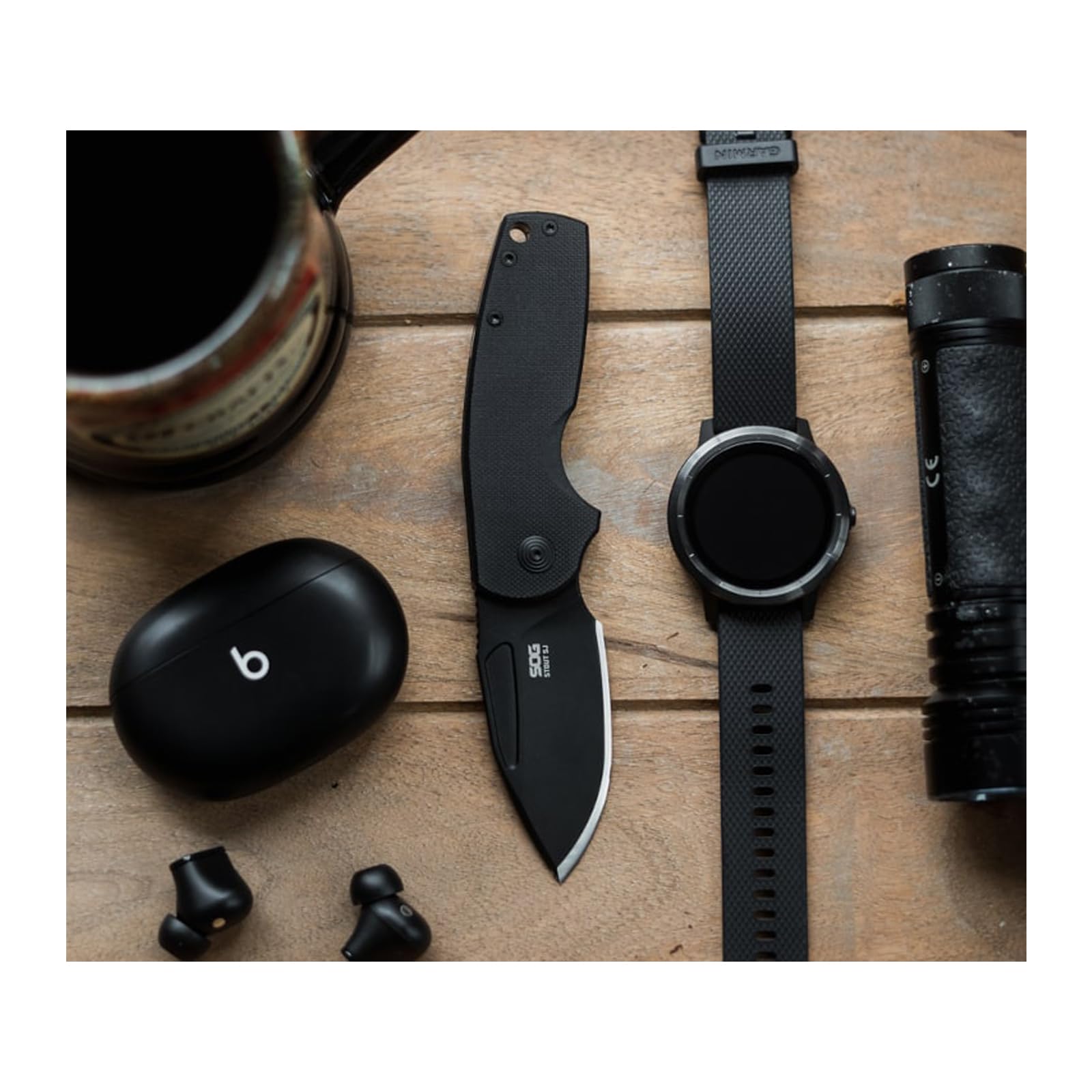 SOG Stout SJ Portable Everyday Carry Camping Folding Knife | Ambidextrous Carry | CRYO D2 Steel Blade | Slip Joint, Blackout, Presentation Box