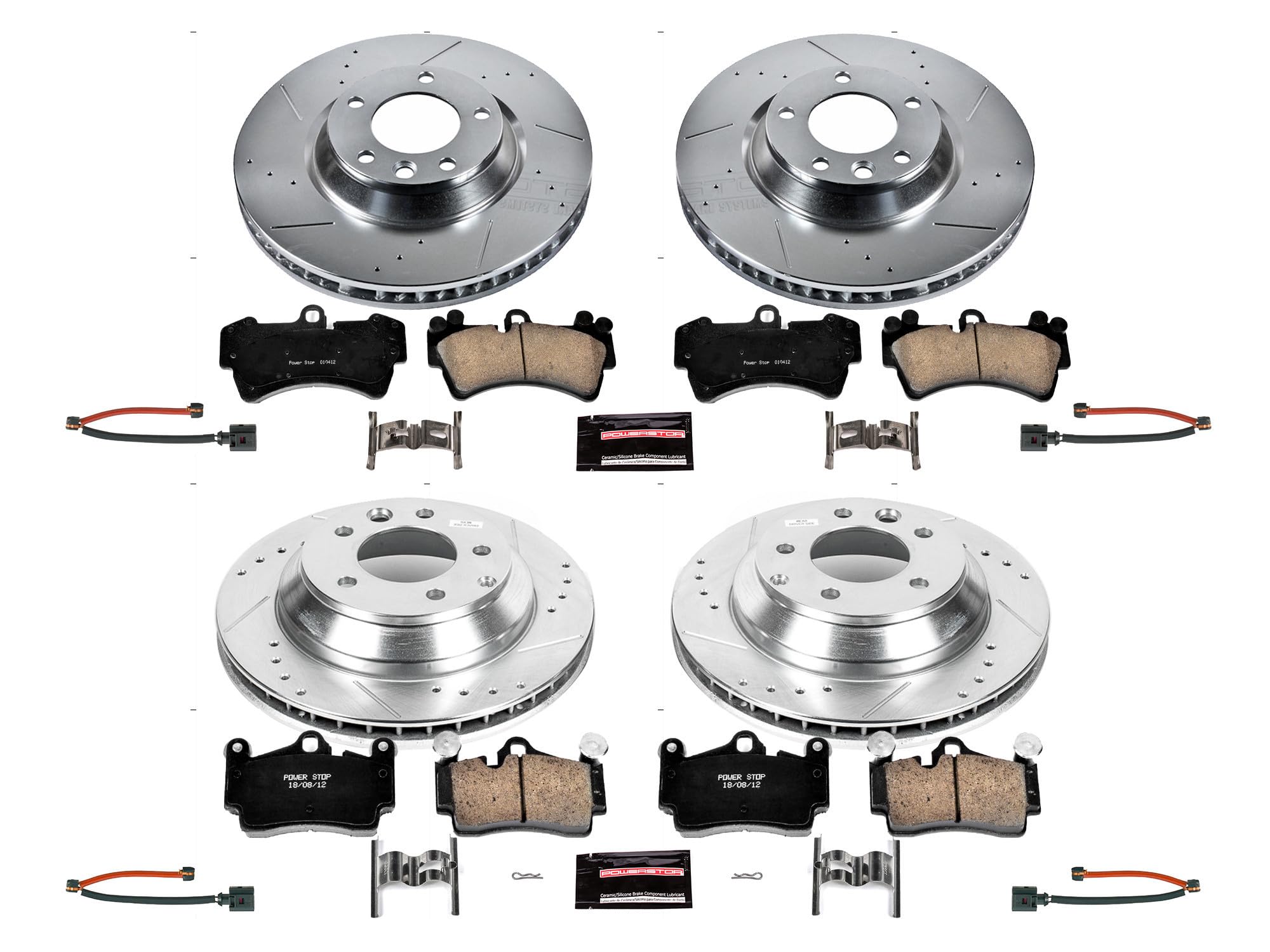 Z23 Power Stop Front and Rear Carbon-Fiber Ceramic Brake Pads and Drilled and Slotted Rotors Brake Kit [Vehicle Specific]