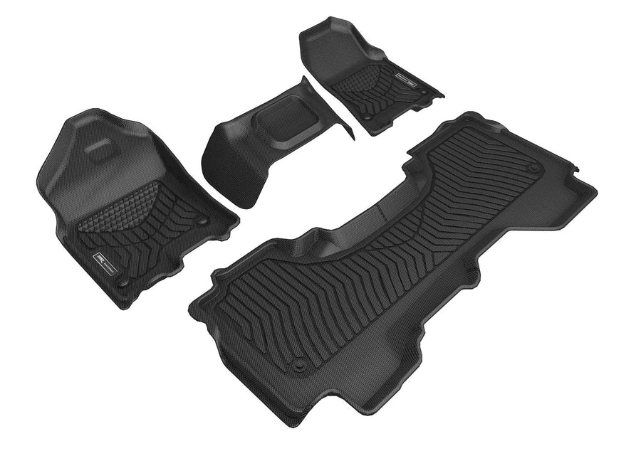MAXpider 3D Custom Fit Maxtrac Floor Mat (Black) Compatible with Dodge Ram 1500 Quad Cab with Bench Front Row 2019-2024 - R1 R2