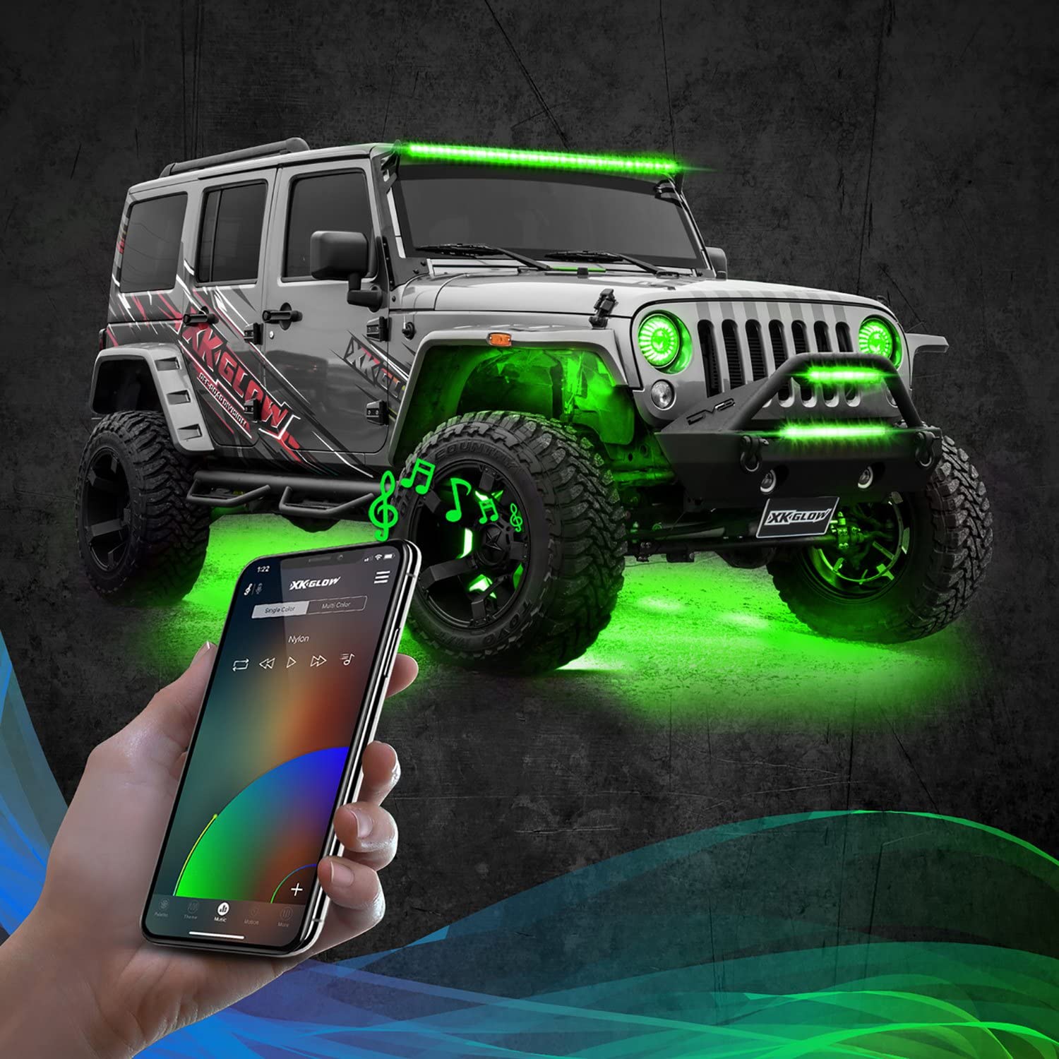 XKGLOW 4pc XK-Rock-STA-DM 6W LED Rock Light Standard Kit with Dual-Mode Dash Mount Controller
