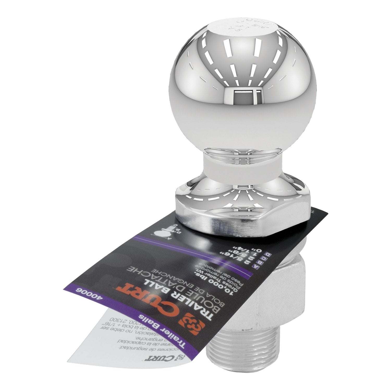 CURT Chrome Trailer Hitch Ball 40006, 10,000 lbs, 2-5/16-Inch Diameter, 1-1/4 x 2-5/8-Inch Shank