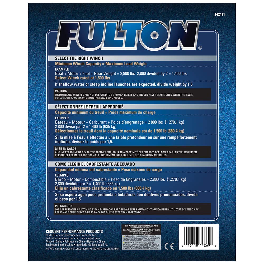 Dual Speed Fulton Winch with Hand Brake - 2600 lbs. Capacity, 1 Pack, Grey