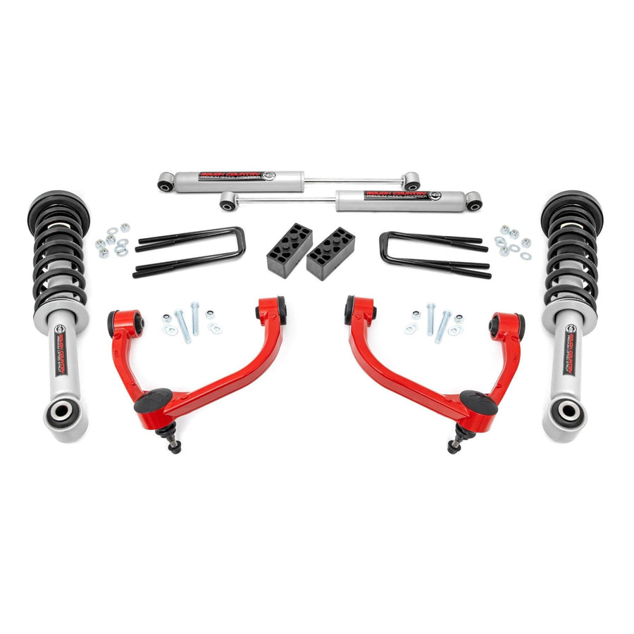3" Rough Country Suspension Lift Kit w/N3 Struts for 09-13 F-150 4WD - 54431RED