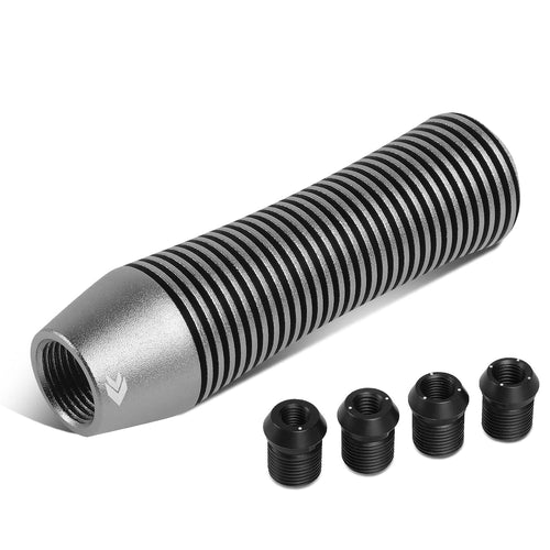 NRG Innovations Universal Aluminum SK-700GM Shift Knob with Thread Adapters, Heatsink Style Short Curvy Cylinder Lever,Gunmetal