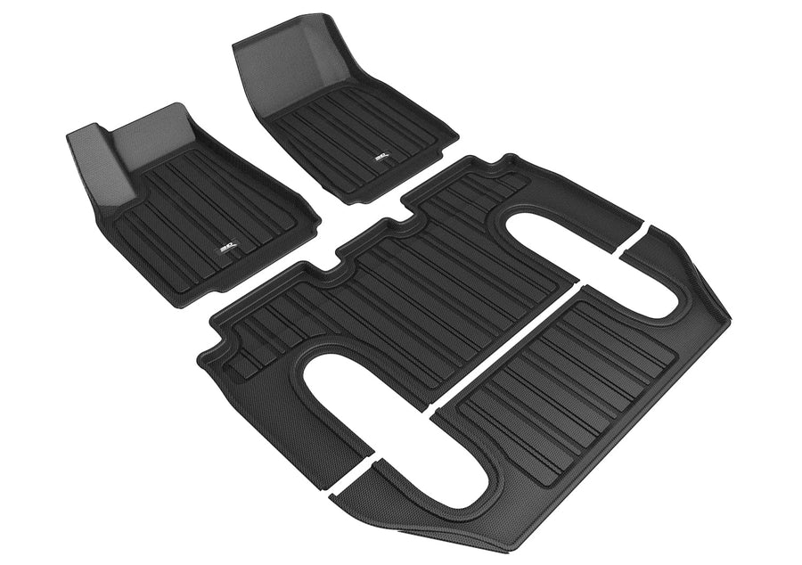 3D MAXpider ELITECT Custom Fit Floor Mat (Black) Compatible with Tesla Model X 6 Seats 2016-2021 - Full Set