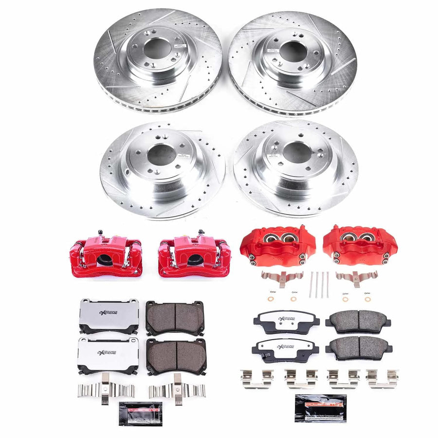 Power Stop Z26 Front and Rear Caliper Kit-Rotors, Carbon Ceramic Brake Pads, Calipers For Hyundai Genesis KC5845-26 2010-2014 [Model Specific]