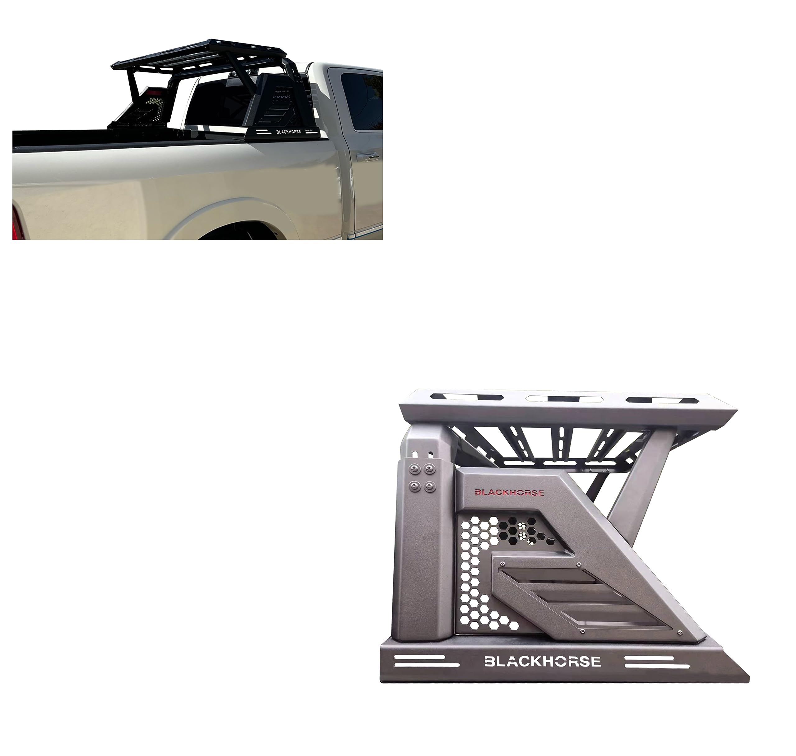 Armour II Black Horse Off Road Roll Bar W/Basket Black Compatible with 2005-2021 Nissan Frontier-AR2-05BA3