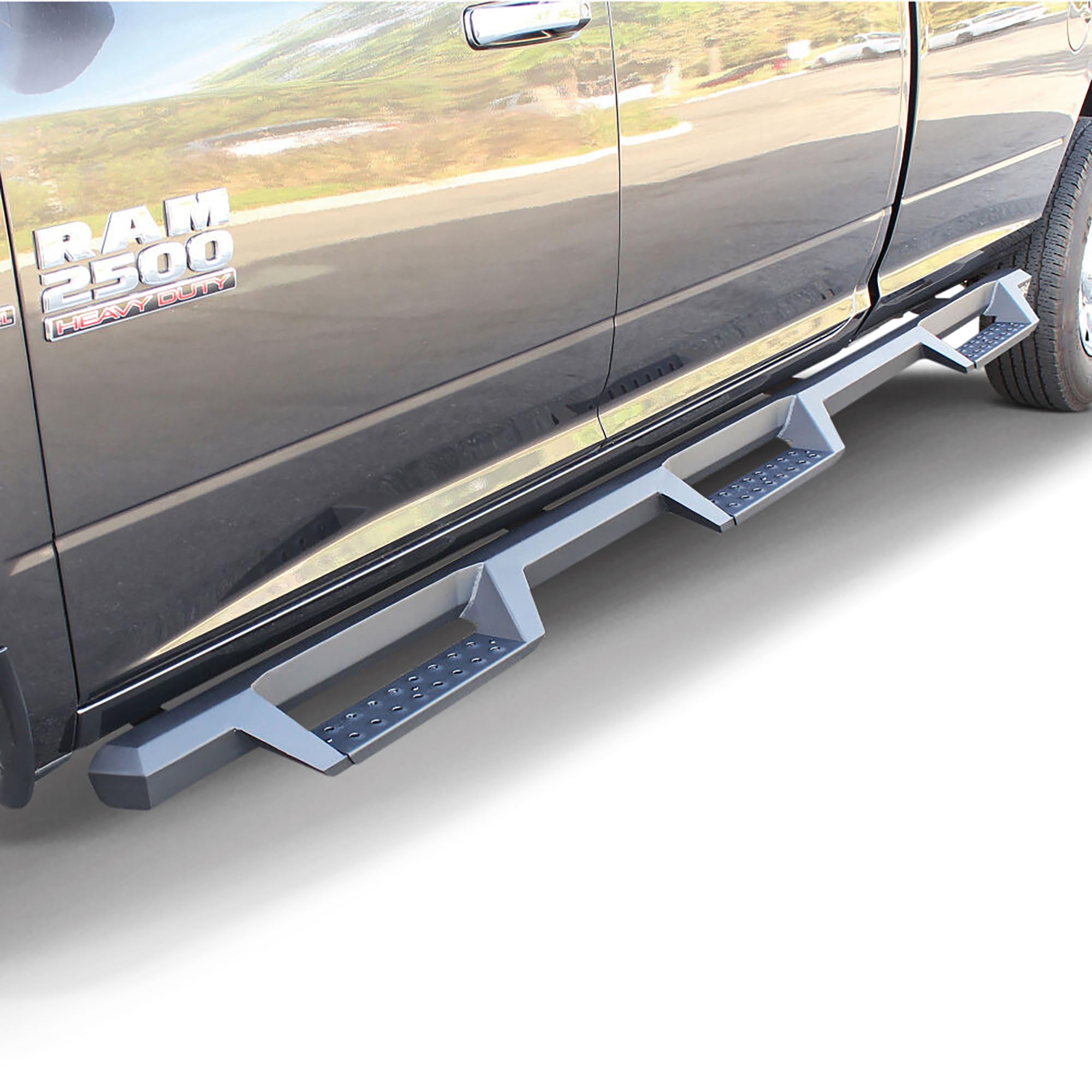 Westin HDX 56-534335 Drop Wheel to Wheel Nerf Bars fits 2010-2018 Ram 2500 3500 Crew Cab 8' Bed (Exc Dually) Textured Black Pair