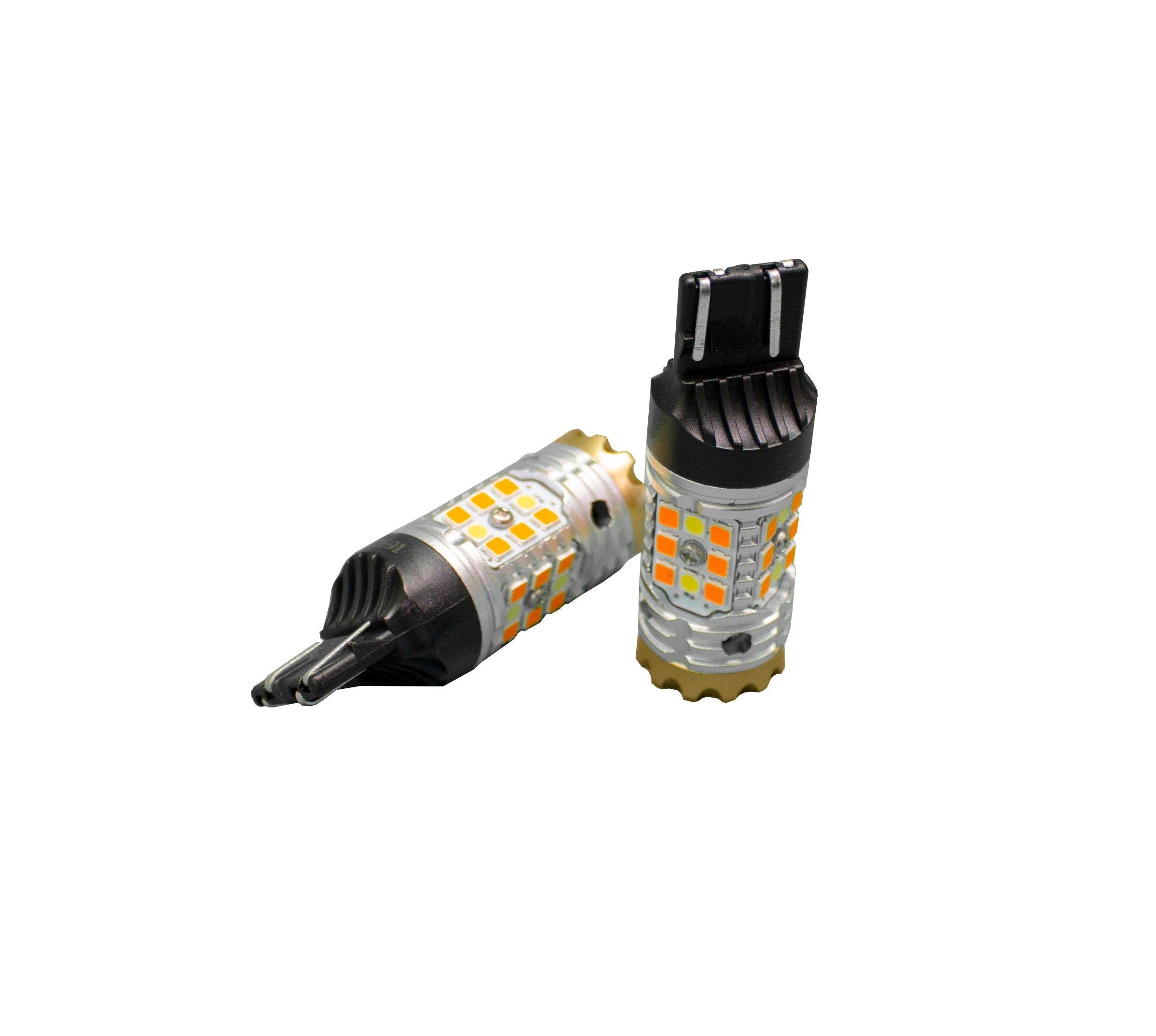 Race Sport RS7443SBWA - NO-RAPID FLASH 7443 Canbus Turn signal LED Bulbs - Switchback version in White/Amber 9v-30v 1860lumens Epistar 3030 (Sold as Pair)