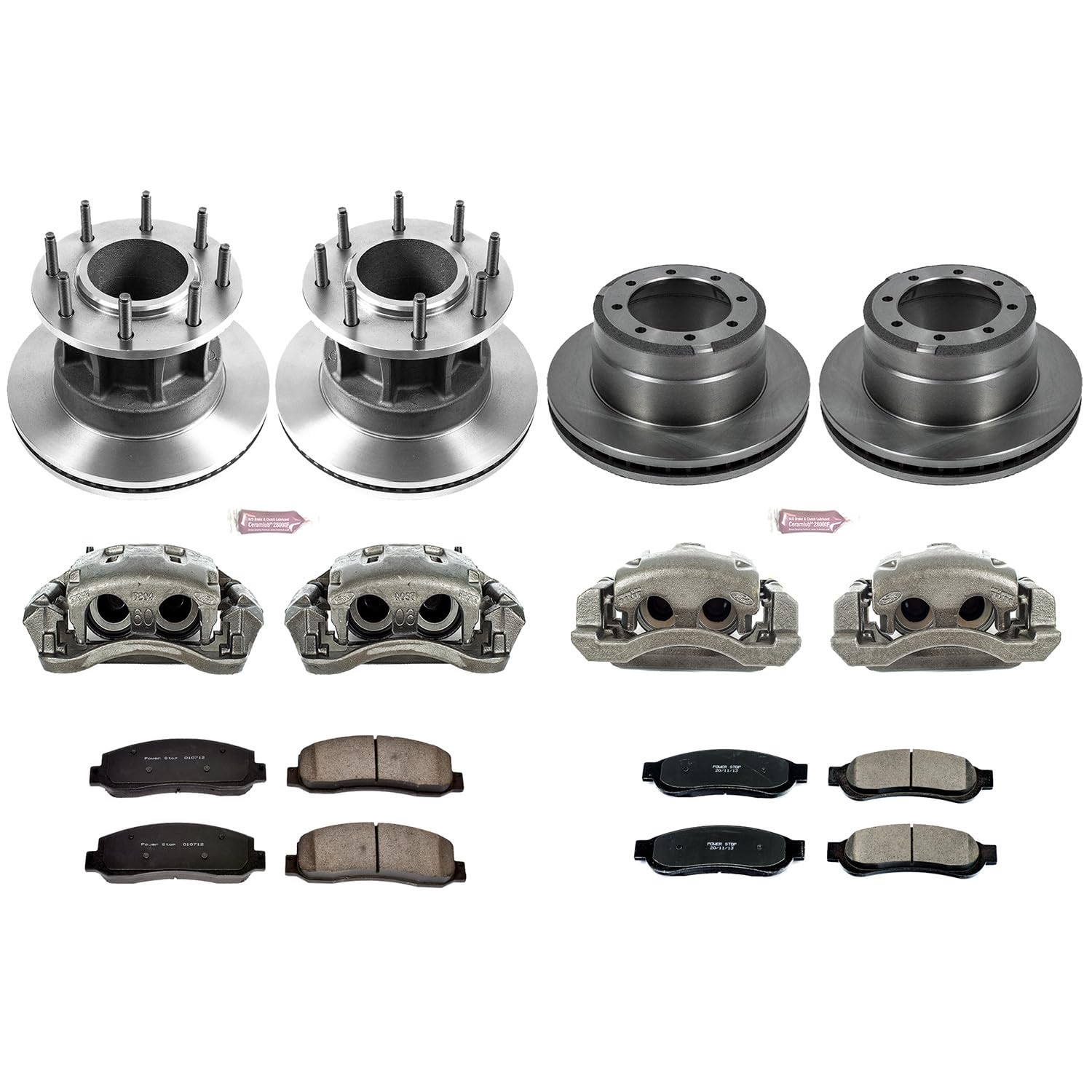 Power Stop KCOE5517 Replacement Autospeciality Front and Rear Caliper Kit- OE Rotors, Ceramic Brake Pads, Calipers For Ford F-350 Super Duty 2010-2011 [Model Specific]