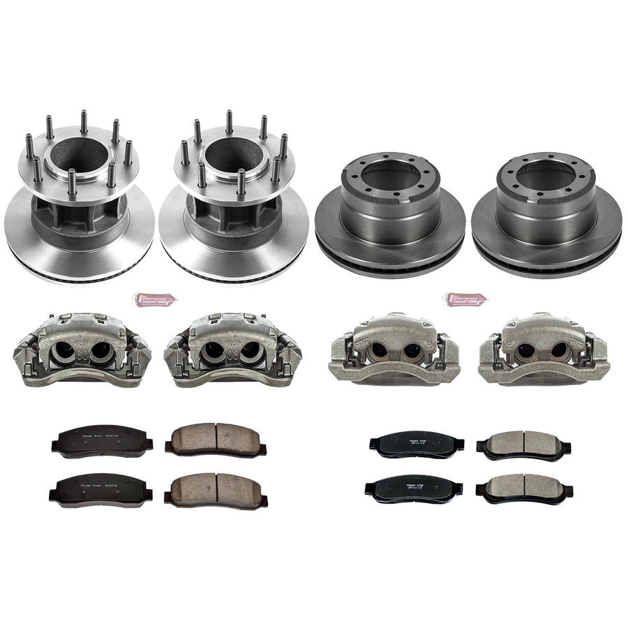 Power Stop KCOE5517 Replacement Autospeciality Front and Rear Caliper Kit- OE Rotors, Ceramic Brake Pads, Calipers For Ford F-350 Super Duty 2010-2011 [Model Specific]
