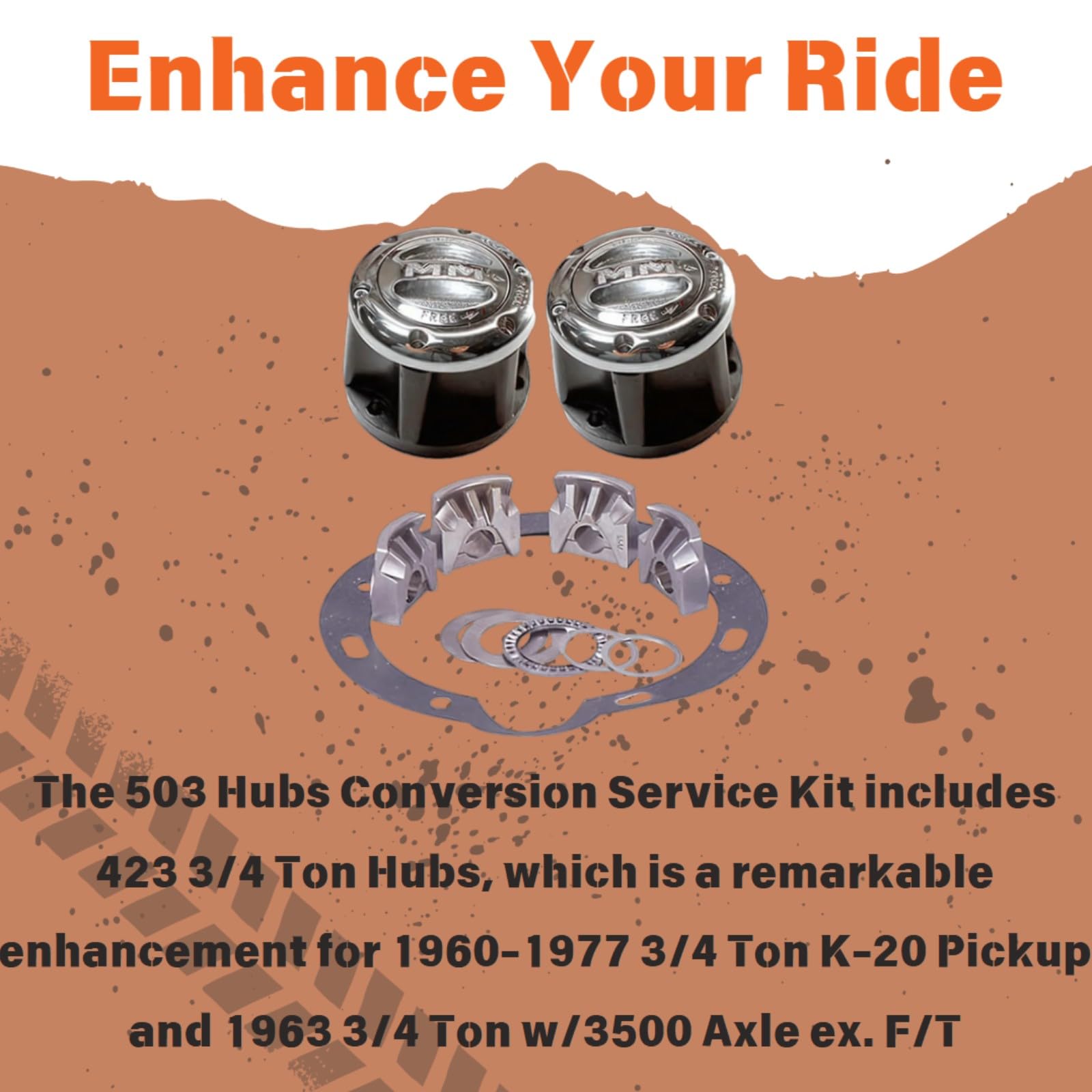 MILE MARKER Conversion Service Kit 503 fits NP203 Transfer Case - Includes 423 3/4 Ton Hubs - Reduces Wear & Tear - Improved Fuel Economy - Exceptional Performance & Reliability