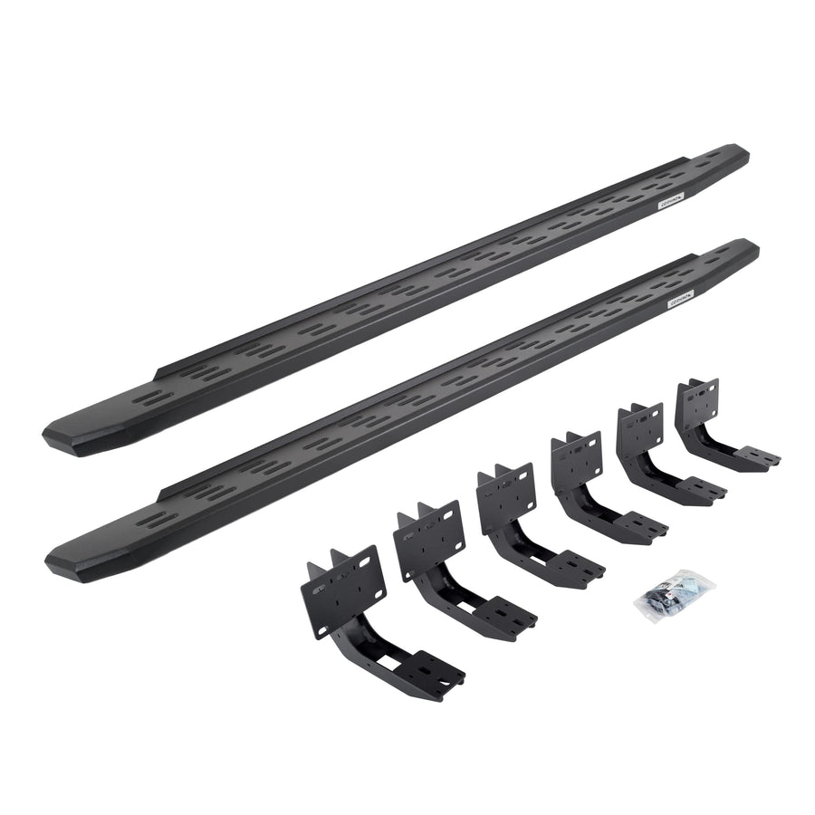 Go Rhino Running Boards & Brackets RB30 | Galvanized Steel, Textured Black | 69630680PC | Fits 2019-2024 RAM 1500 Quad Cab Pickup