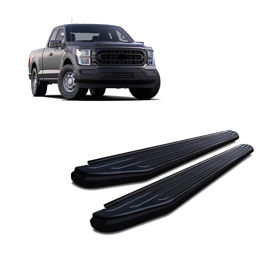 Peerless Black Horse Running Boards Compatible with 2017-2023 Ford F-250/F-350/F-450/F-550 Super Duty|2015-2023 Ford F-150-PR-F279BK