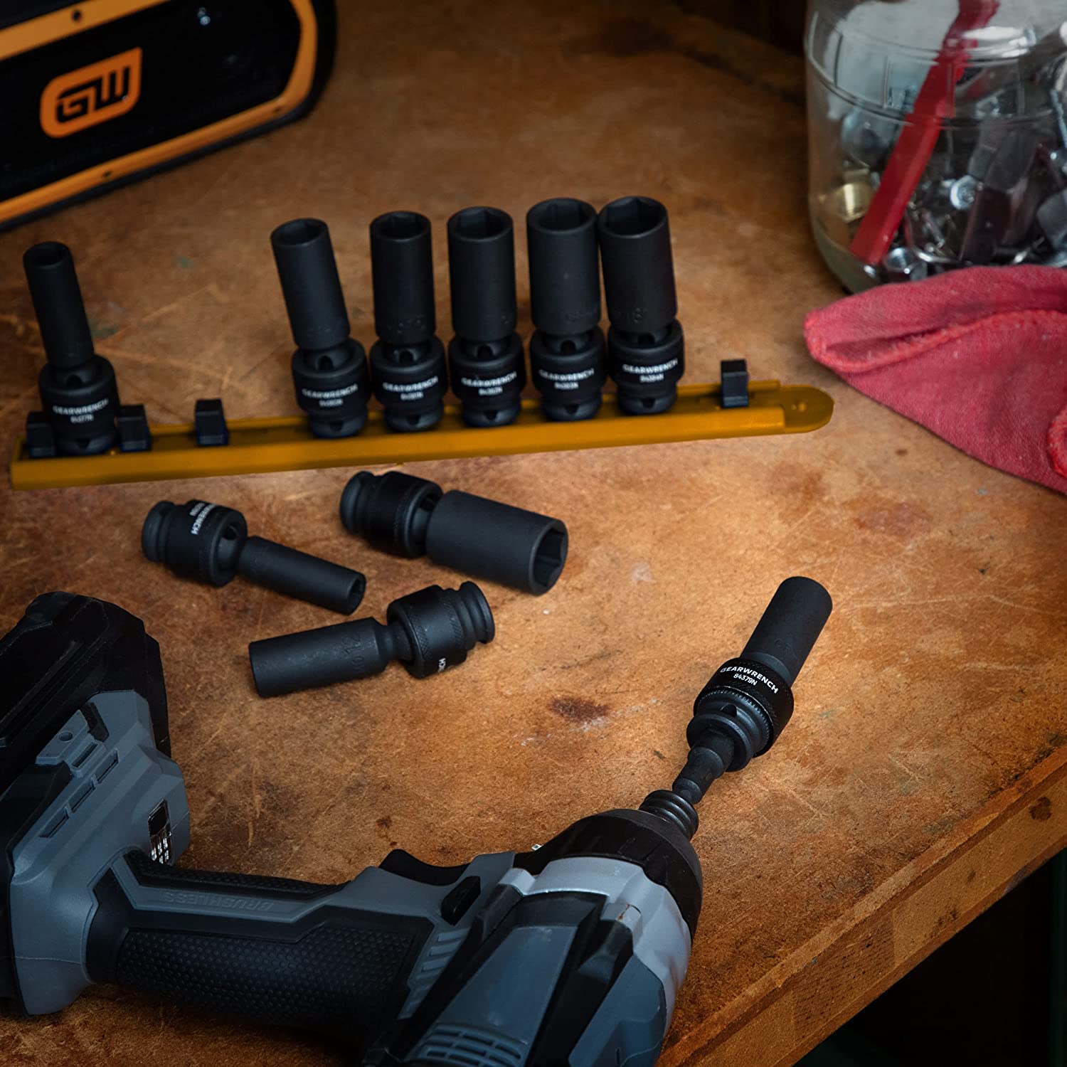 10 Pc. GEARWRENCH 3/8 Inch Drive 6 Pt. Deep Universal Impact Socket Set, Metric - 84924N