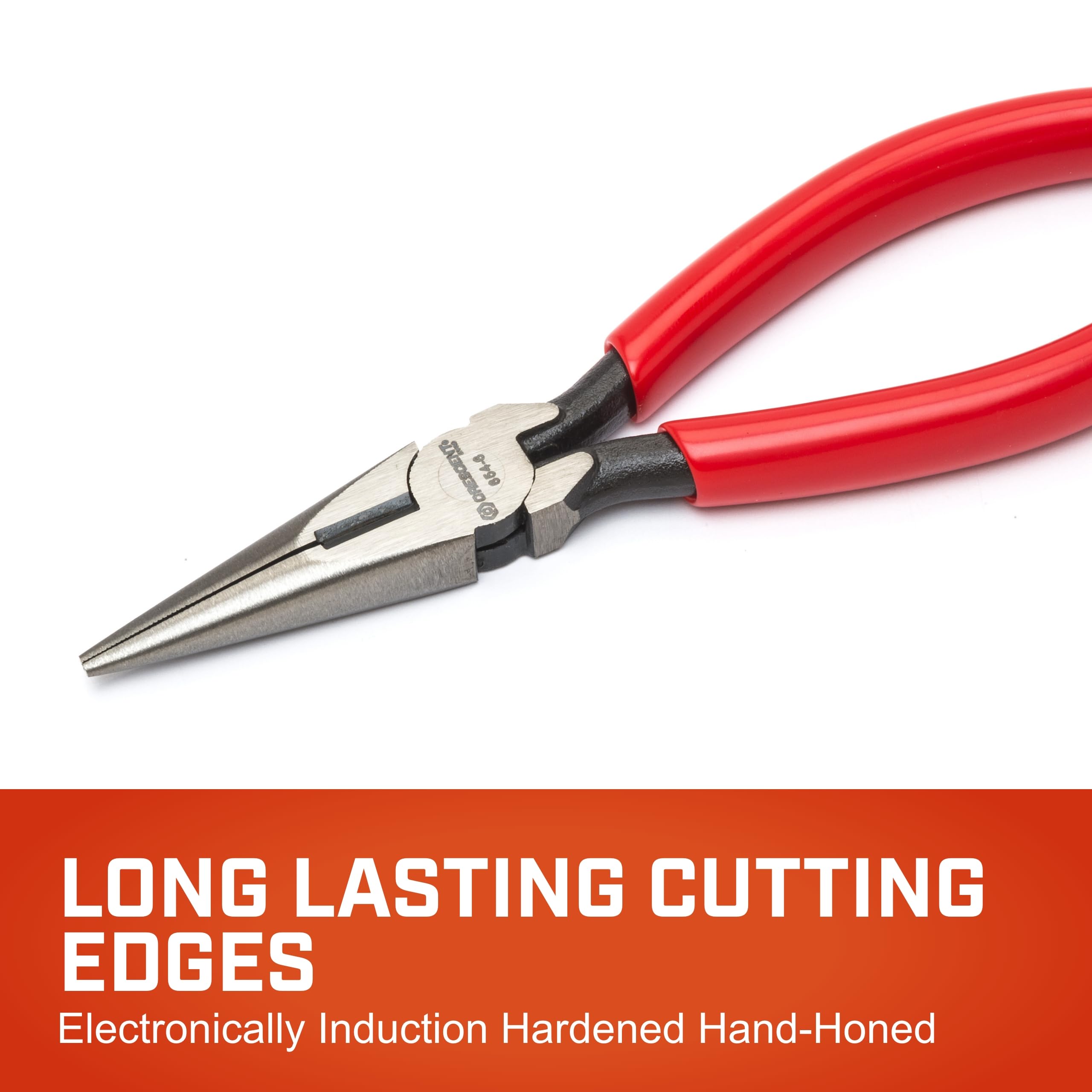 Crescent 7-1/2" Long Cutting Nose Chain Pliers - Needle-Nose Pliers for Bending, Gripping, Cutting & Twisting - Long Reach - Serrated Jaws & Cushioned Grips - 6547CVN