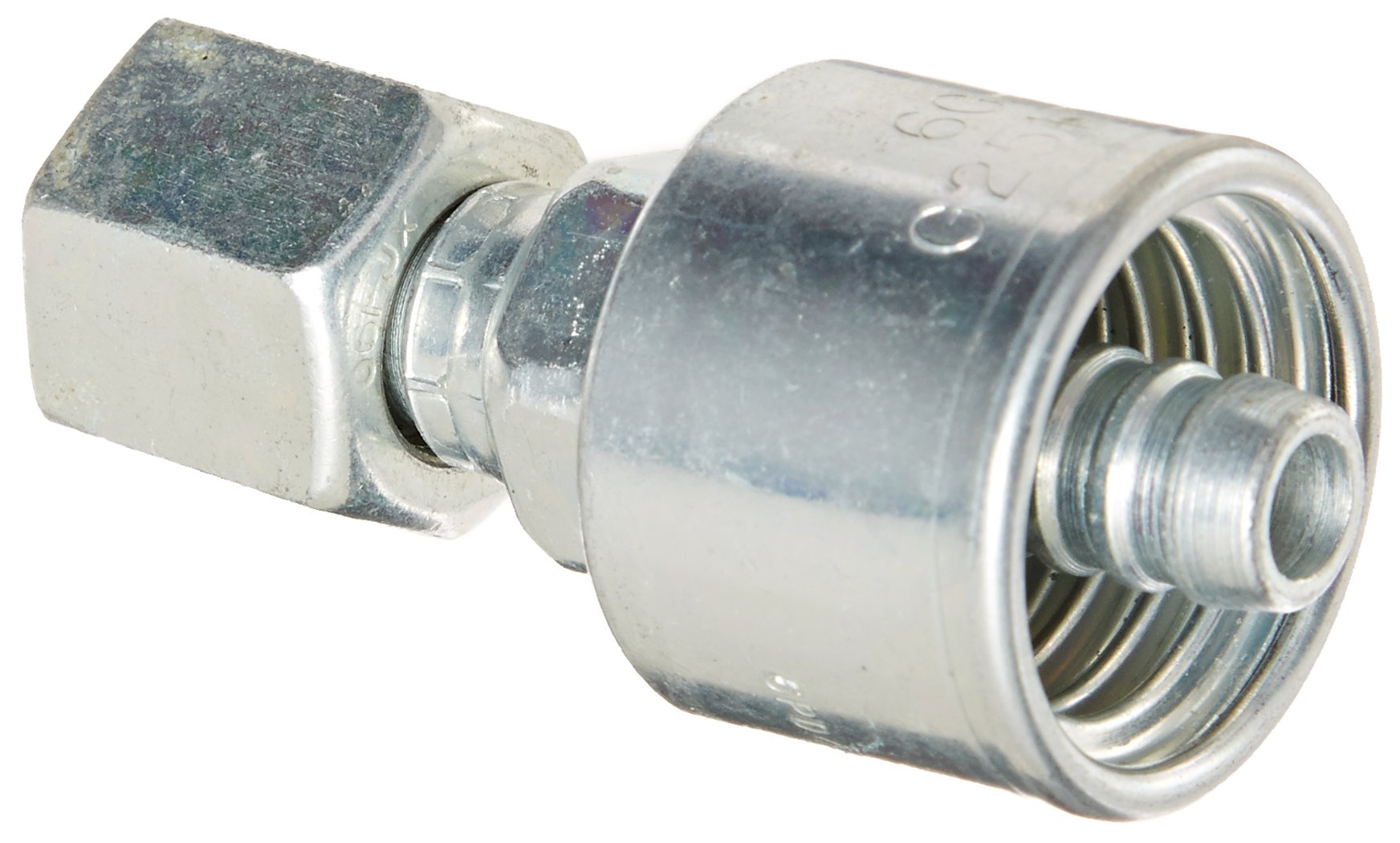 MegaCrimp Gates 6G-6FJX Couplings, Female JIC 37 Flare Swivel, Zinc Plated Carbon Steel, 2.42", 3/8" ID (Pack of 200)