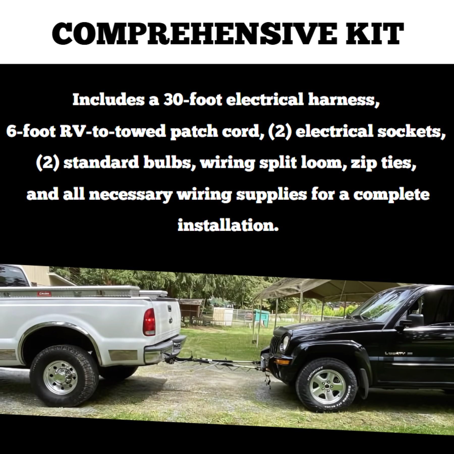 155 Roadmaster Universal Taillight Wiring Kit for Towed Vehicles | Sockets fit 1” Diameter Hole | Needs Sufficient Depth to Accommodate Bulbs | Meets Legal Requirements for Towed Vehicle Lighting