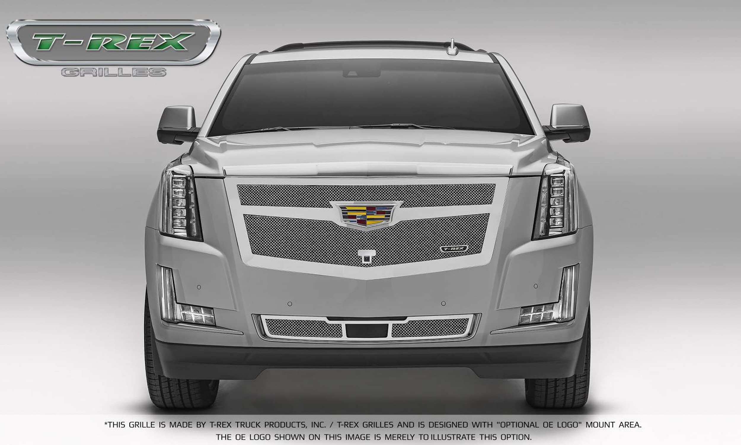 Upper Class Series T-Rex Grilles 2015i-2020 Escalade Bumper Grille, Chrome, 1 Pc, Replacement, Fits Vehicles with Adaptive Cruise Control - PN #57189, Polished