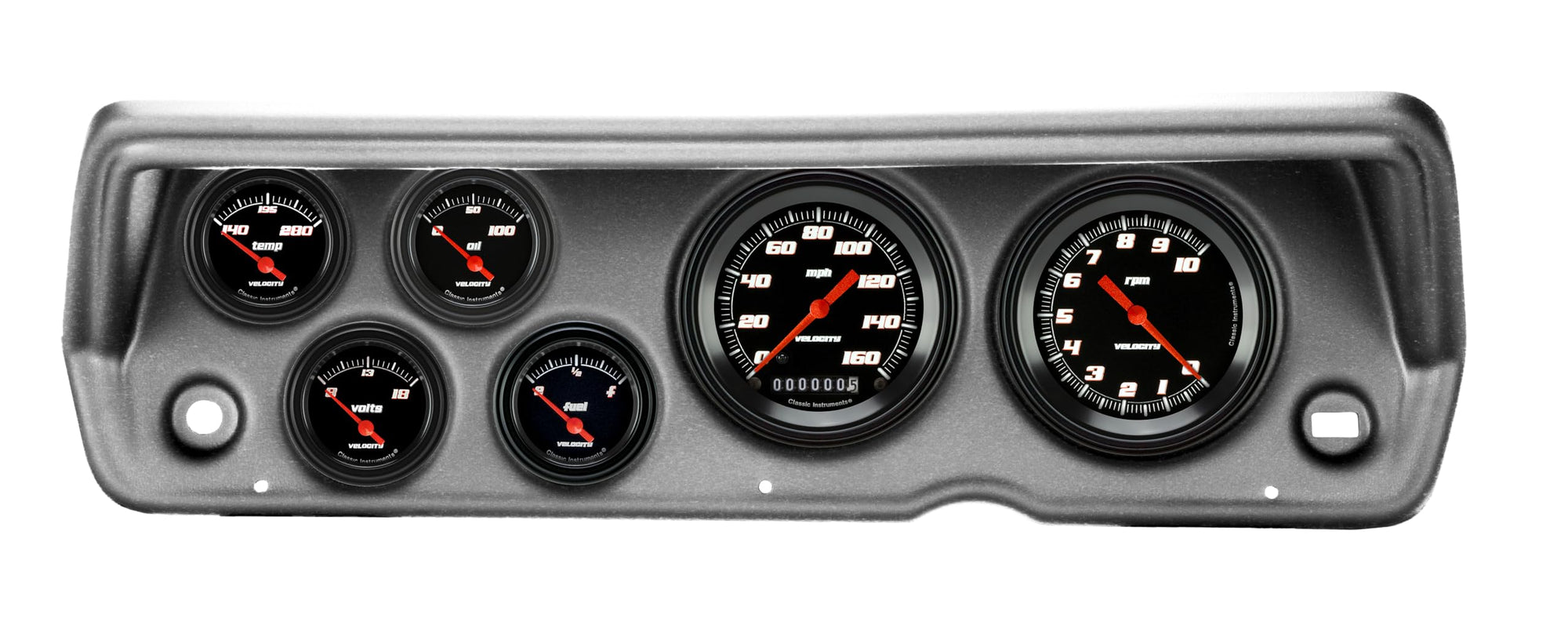 Velocity Black Classic Instruments CDDU70VSB01BA Direct Fit 6 Gauge Set Compatible with 1970-1976 Duster