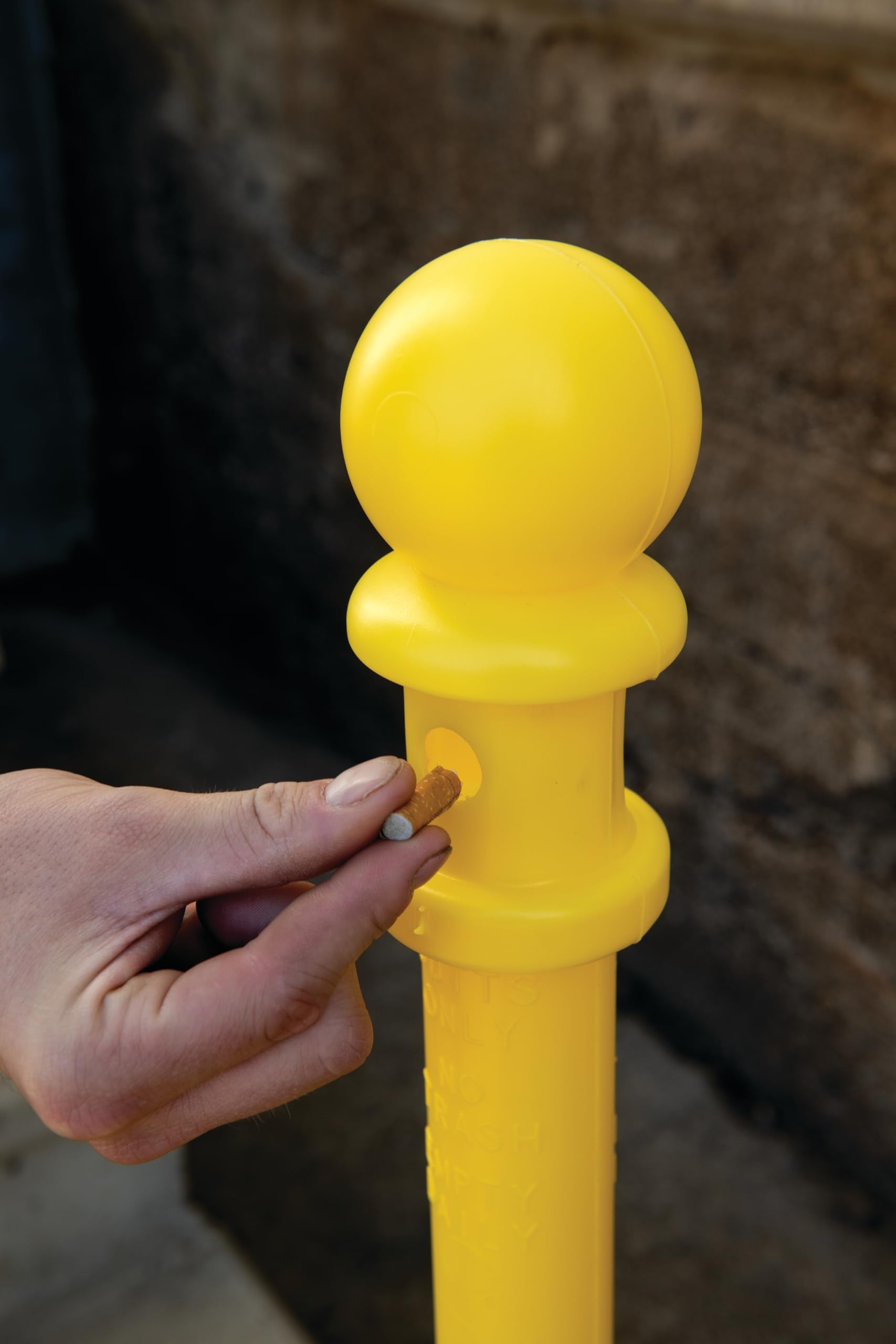 Eagle Poly Tube Cigarette Butt Receptacle, 5 Gallon Capacity, 40" Height, 12" Diameter, Yellow Galvanized Steel