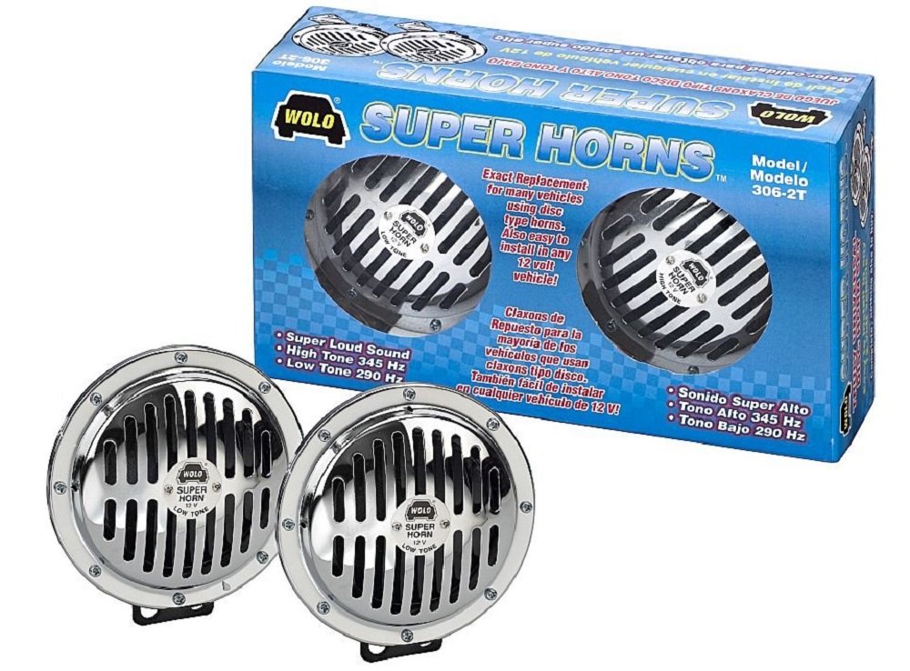 Chrome Plated Wolo (306-2T) Horns - 12 Volt, Low and High Tone Super Horns