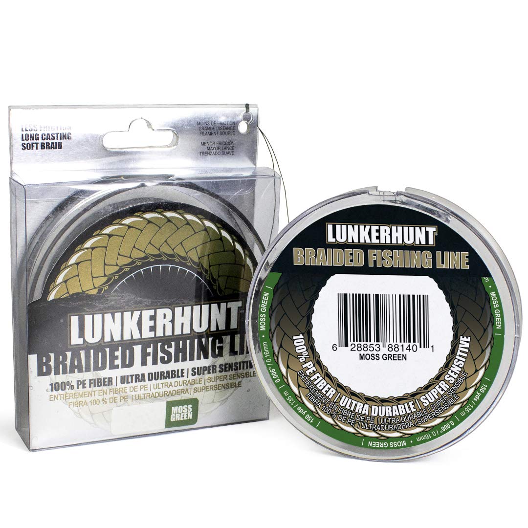 Premium LUNKERHUNT Braided Fishing Line, Innovative 8 Strand 00% PE Fibre (30 Lbs, 150 Yards) Super Soft, Ultra Durable, Super Sensitive Long Casting | PRO Performance for Saltwater or Freshwater