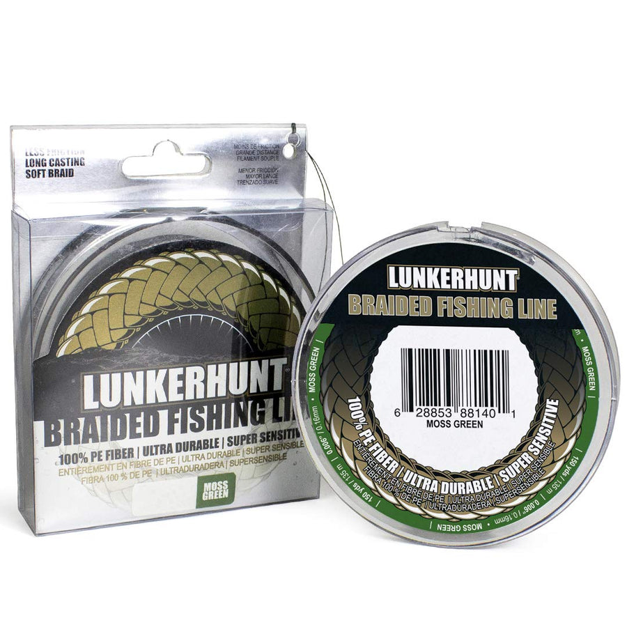 Premium LUNKERHUNT Braided Fishing Line, Innovative 8 Strand 00% PE Fibre (30 Lbs, 150 Yards) Super Soft, Ultra Durable, Super Sensitive Long Casting | PRO Performance for Saltwater or Freshwater