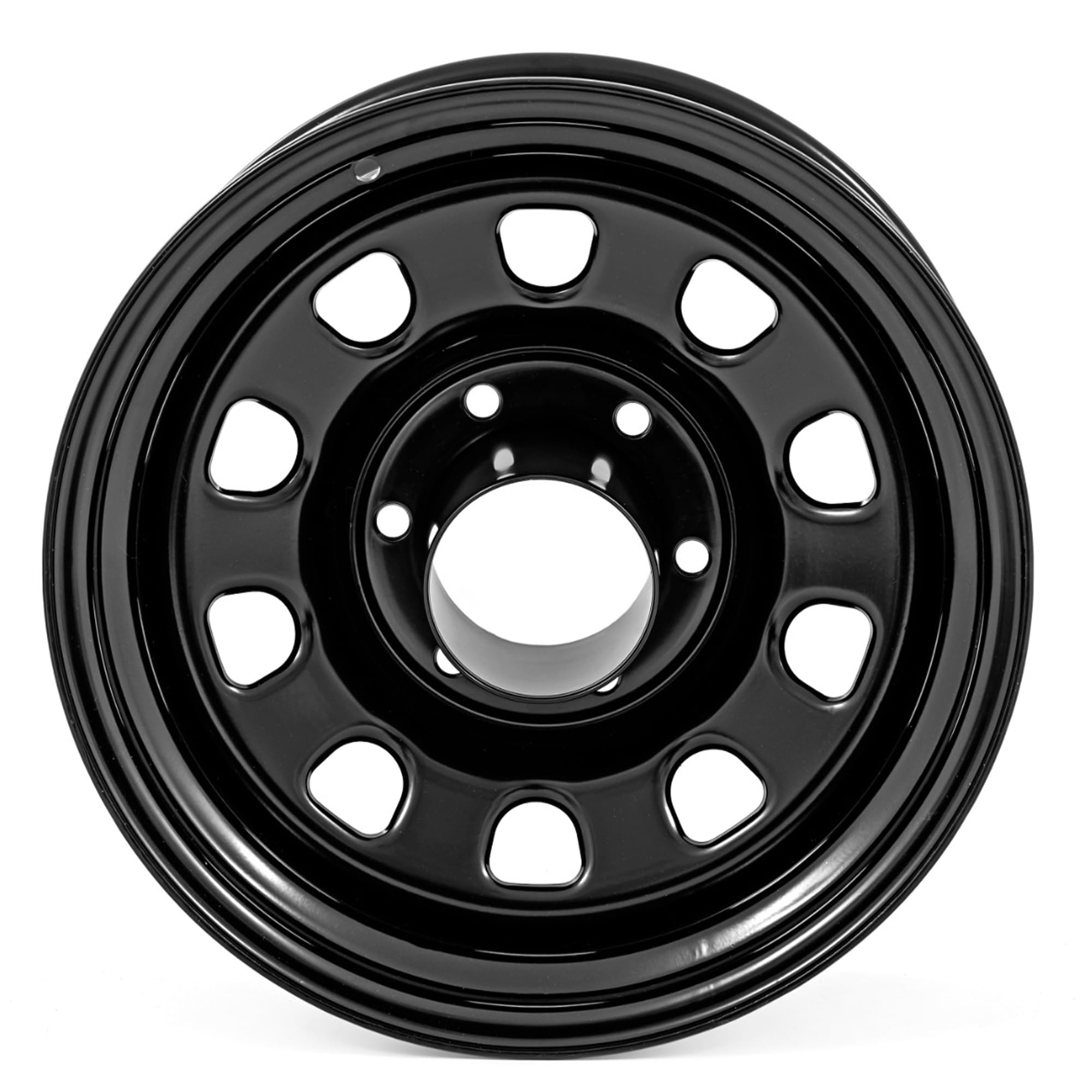 Black Steel Rough Country Wheel 15x8, 5x5 Bolt Pattern, 19mm Offset, 3.30" Bore - Gloss Black Off-Road Truck Wheel