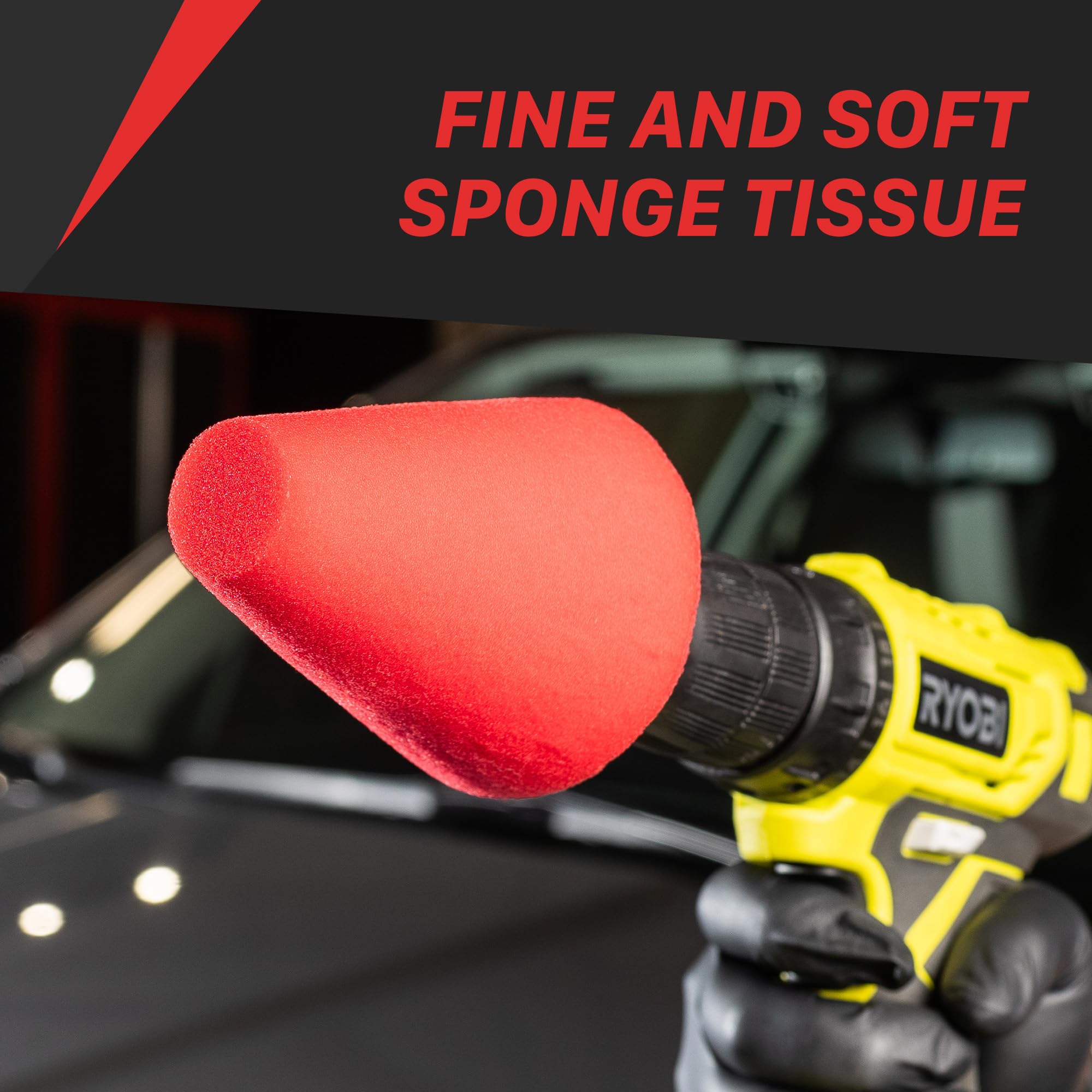Maxshine M8 Universal Wheel Drill Finishing Cone Sponge | Professional Detailing Tool for Wheels, Rims & Upholstery | Universal Fit M8 Drill Attachment for Auto Detailing, Polishing & Cleaning