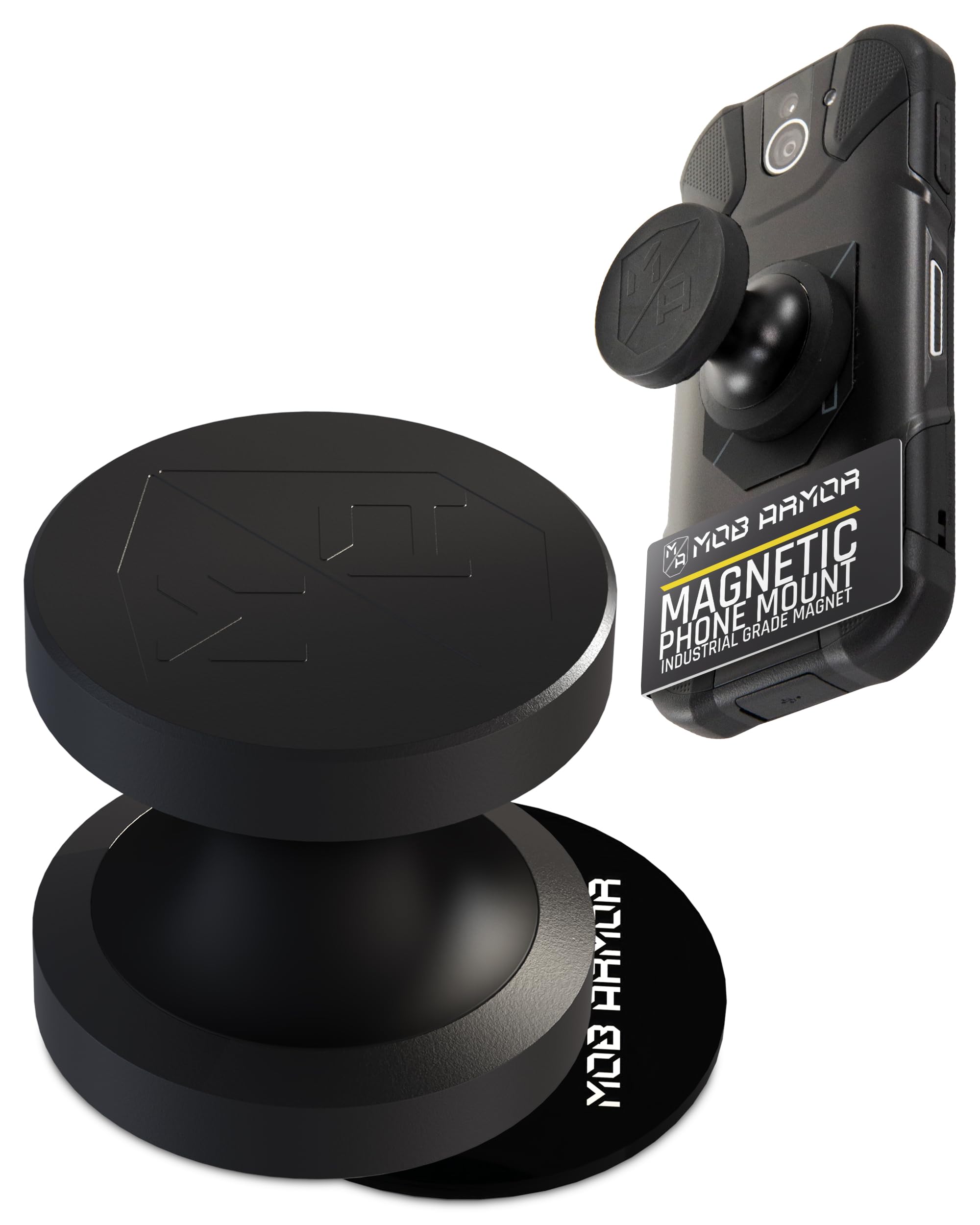 Mob Armor Go MobNetic Magnetic Phone Car Holder with Metal Plate - Strong Magnetic Base, Aircraft Grade Aluminum, Car Dashboard & Metal Surface Mount, Compatible with iPhone and Android Smartphones