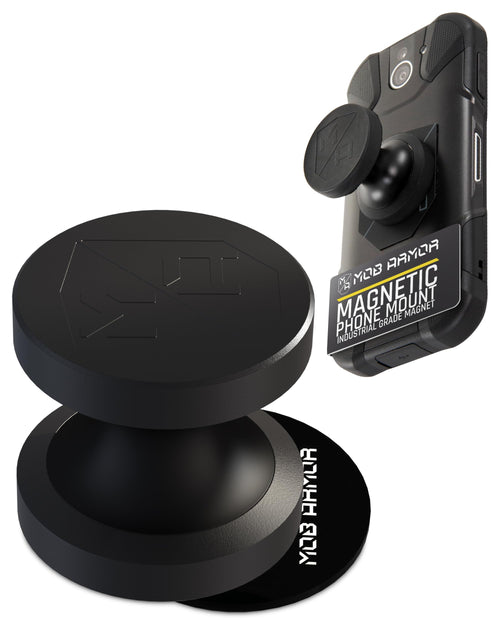 Mob Armor Go MobNetic Magnetic Phone Car Holder with Metal Plate - Strong Magnetic Base, Aircraft Grade Aluminum, Car Dashboard & Metal Surface Mount, Compatible with iPhone and Android Smartphones