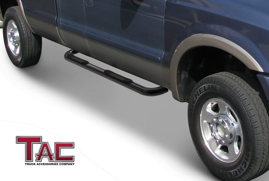TAC Side Steps Fit 2015-2024 Ford F150 Super Cab / 2017-2024 Ford F250 / Super Duty F350 Truck Pickup Black Nerf Bars Running Boards Off Road Exterior Accessories (2 Pieces)