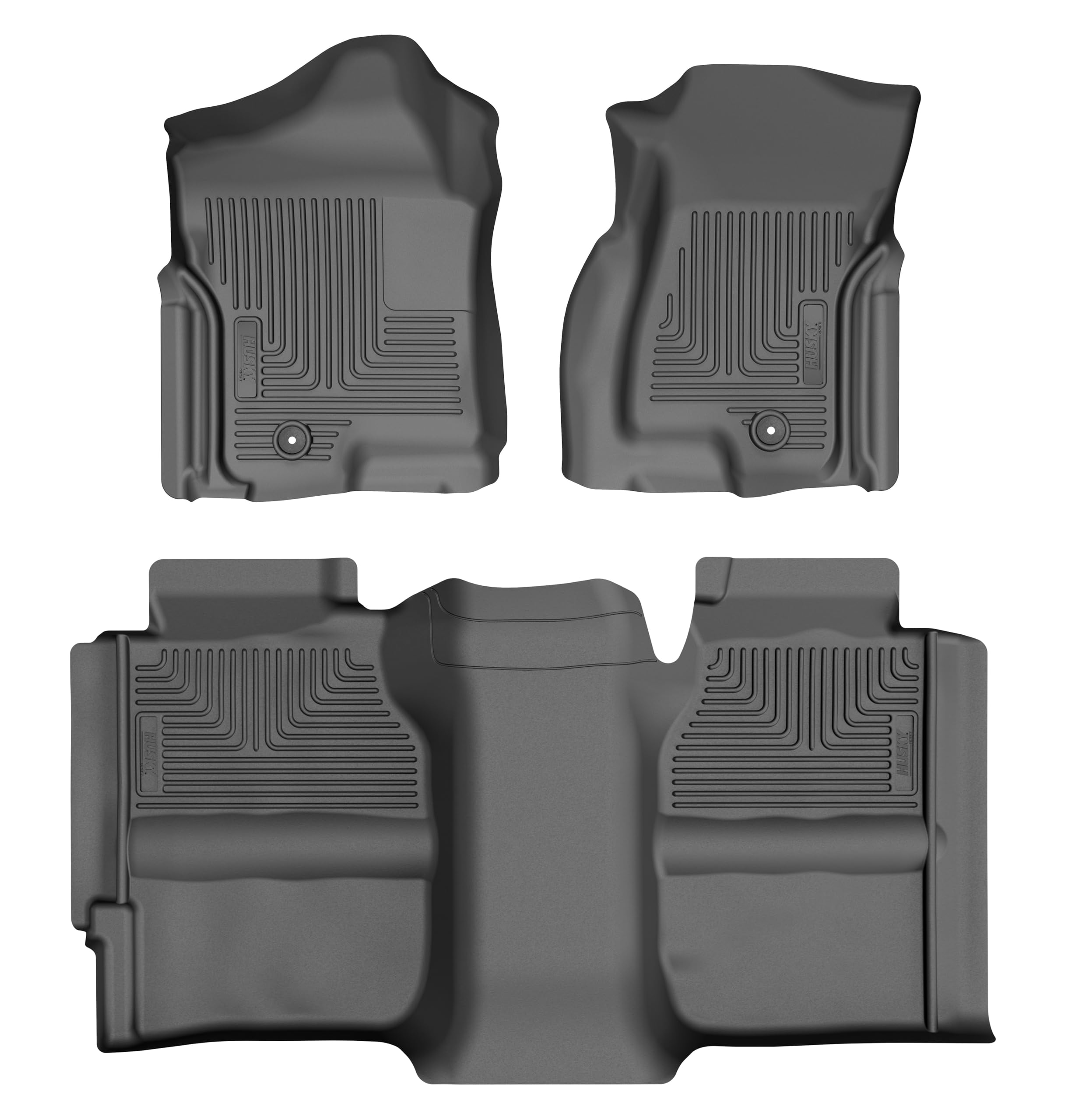 Husky Liners Floor Mats Weatherbeater | Fits 1999-2007 Chevrolet Silverado 1500 & GMC Sierra 1500 Extended CAB ONLY (2007 Classic Body Only) + More | Front & 2nd Row, 3-pc Black - 93901