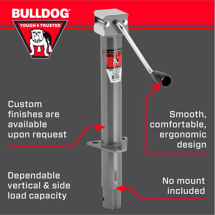 1550100317 Bulldog A-Frame Trailer Jack,silver,3,000 lbs.