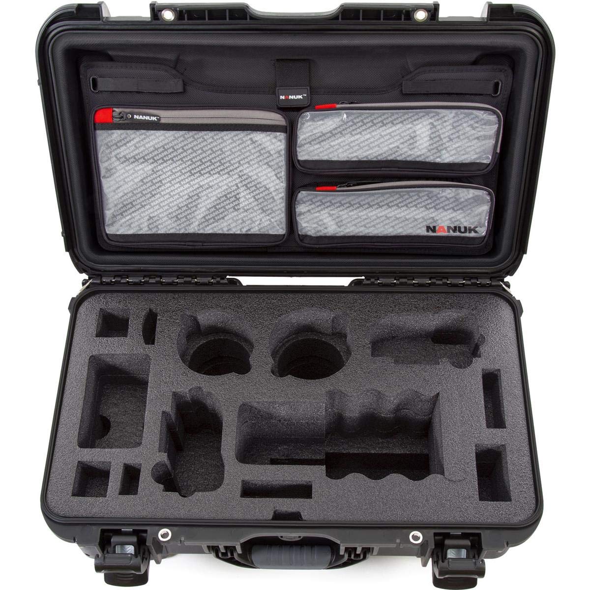 Waterproof Nanuk 935 Carry-On Hard Case with Lid Organizer for Sony a7R Size Camera w/Wheels - Black