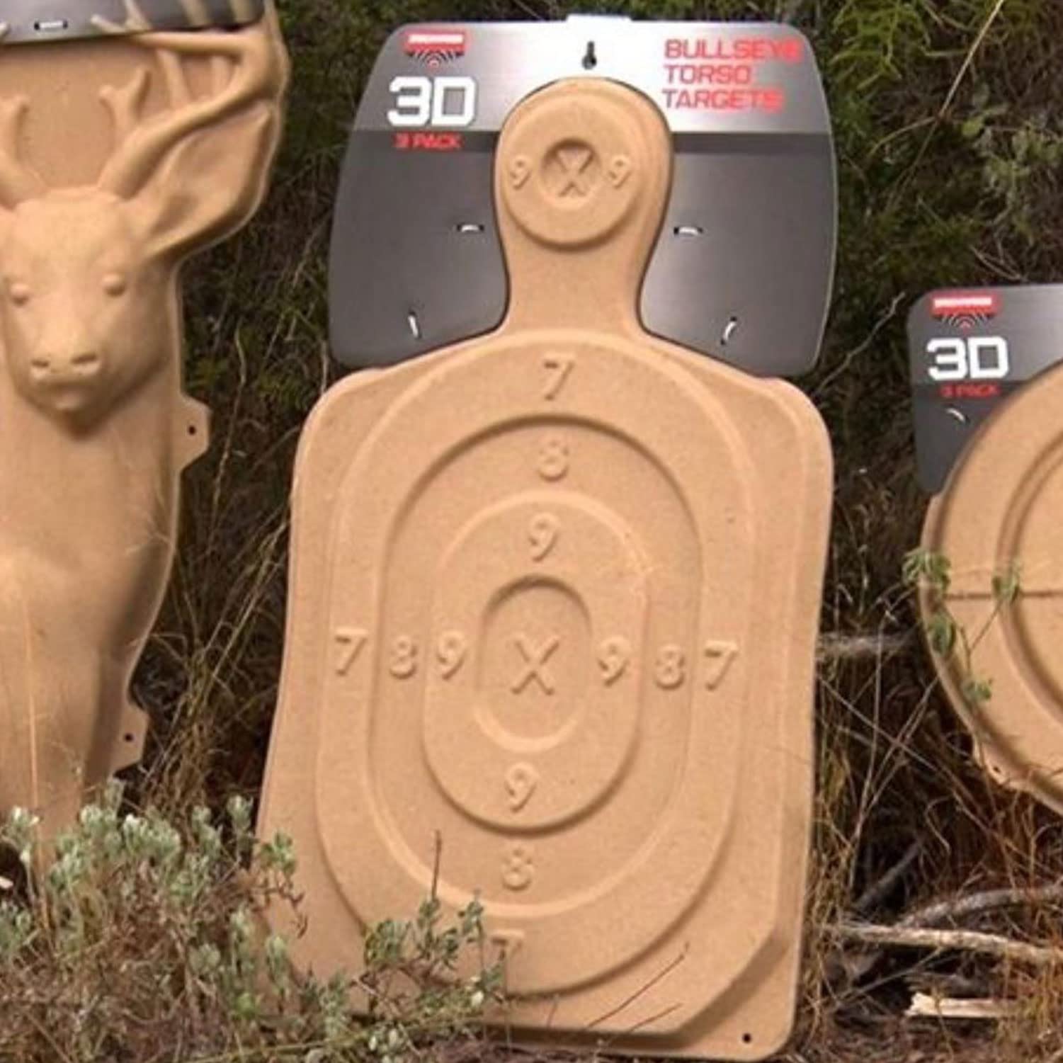 3D Bullseye Torso Birchwood Casey 31 1/4" x 21 1/4" Targets | Lightweight Face and Torso Shooting Training Targets with Mounting Tab | Pack of 3