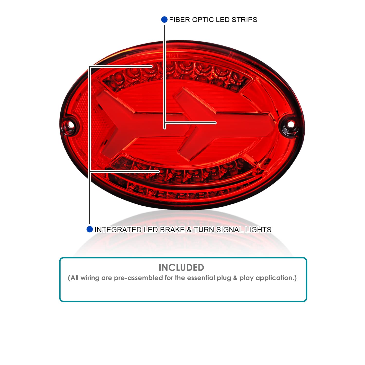 Red Tail Lights SPEC-D TUNING w/LED Tube Bar Compatible with 1997-2004 Chevy Corvette C5