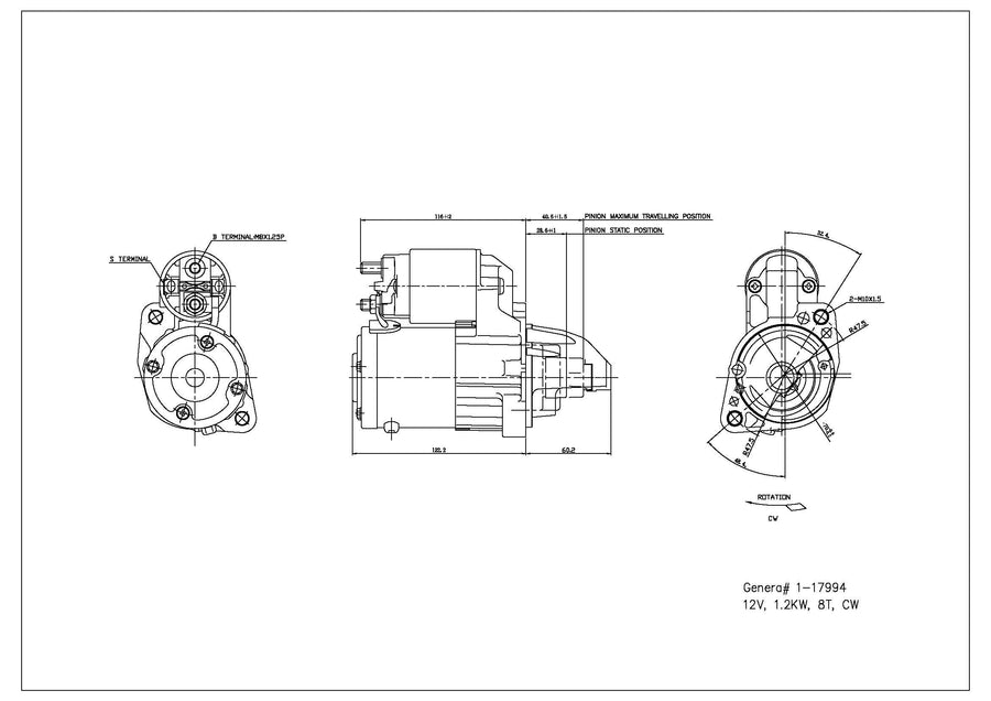 Starter Motor TYC 1-17994 Compatible with 2007-2012 Dodge Caliber