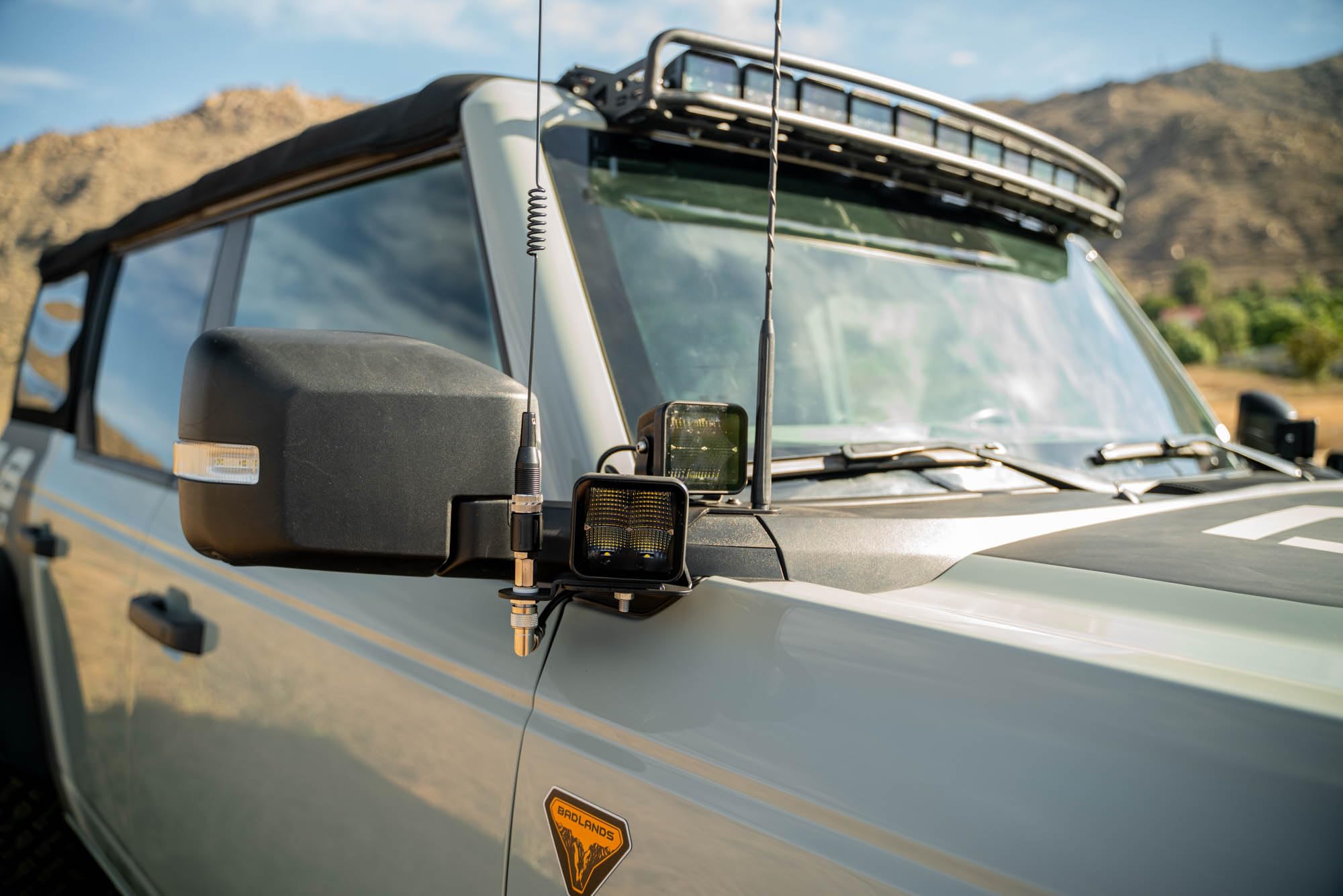 DV8 Offroad A-Pillar Light Pod Dual Drop Mounts for The 2021-2025 Ford Bronco | Drop-Down Design Offers Side Scene Lighting Without Hood Glare | Mounts up to (2) 3” Light Pods at Each A-Pillar